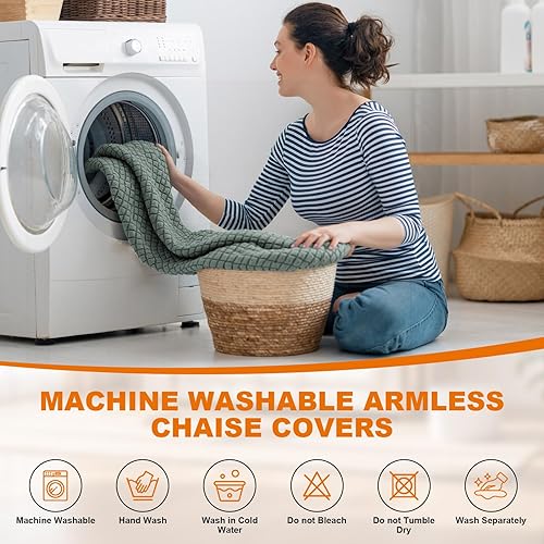 Miniatura 8 de ele ELEOPTION Funda para tumbona súper elástica para interiores, funda de lujo para tumbona sin brazos, ajuste universal de 40 a 60 pulgadas