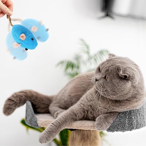 Miniatura 5 de MOZEAT LENS Paquete de 8 juguetes interactivos de ratones para gatos, juguetes de peluche con forma de ratón de hierba gatera para gatos de