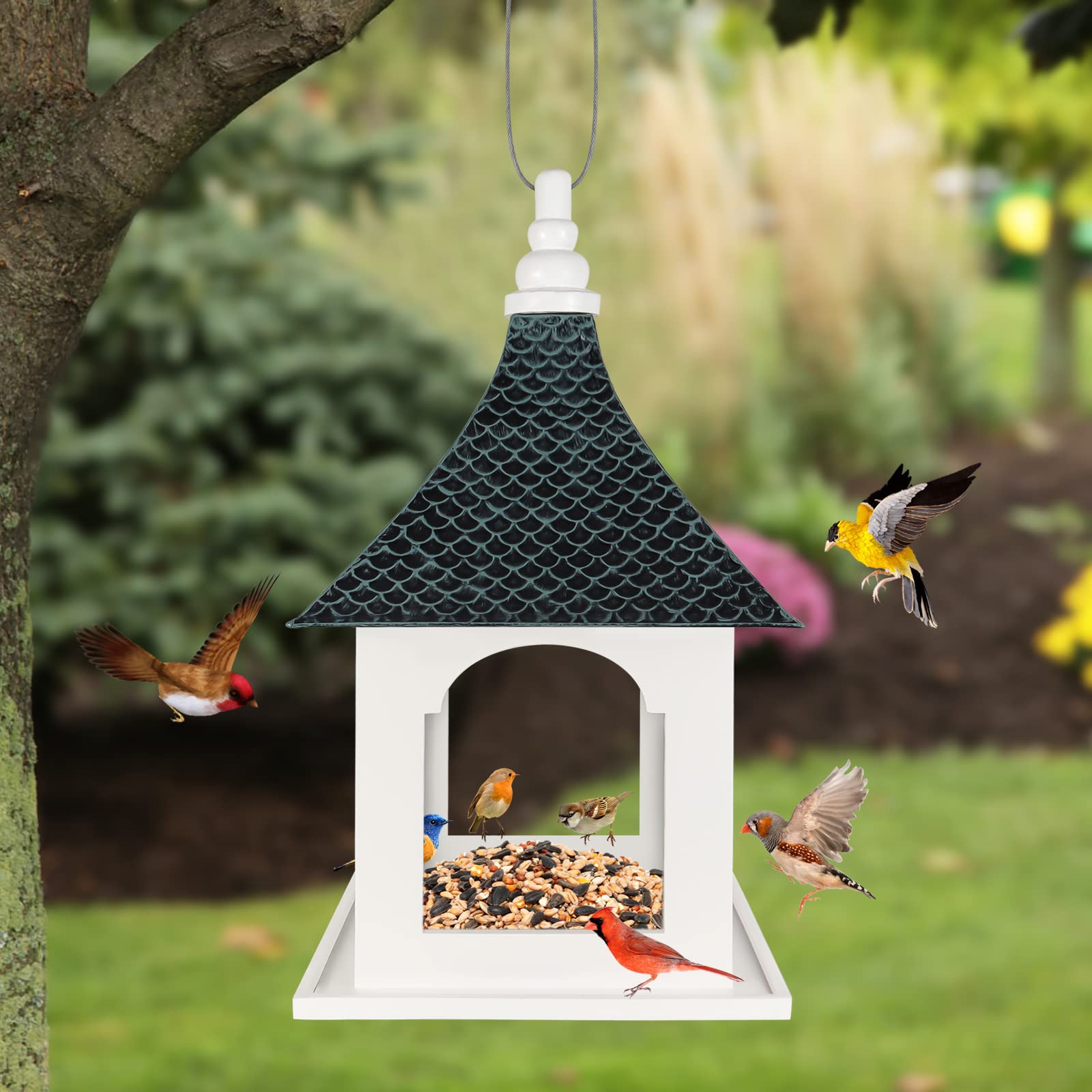 Photo 1 of *STOCK PHOTO FOR REFERENCE*Tepaken Hanging Wooden Bird Feeder, white