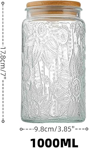 Miniatura 9 de Tarro de vidrio con tapa hermética de bambú, frasco sellado de vidrio vintage de 35 onzas, recipientes de almacenamiento de alimentos de vidrio