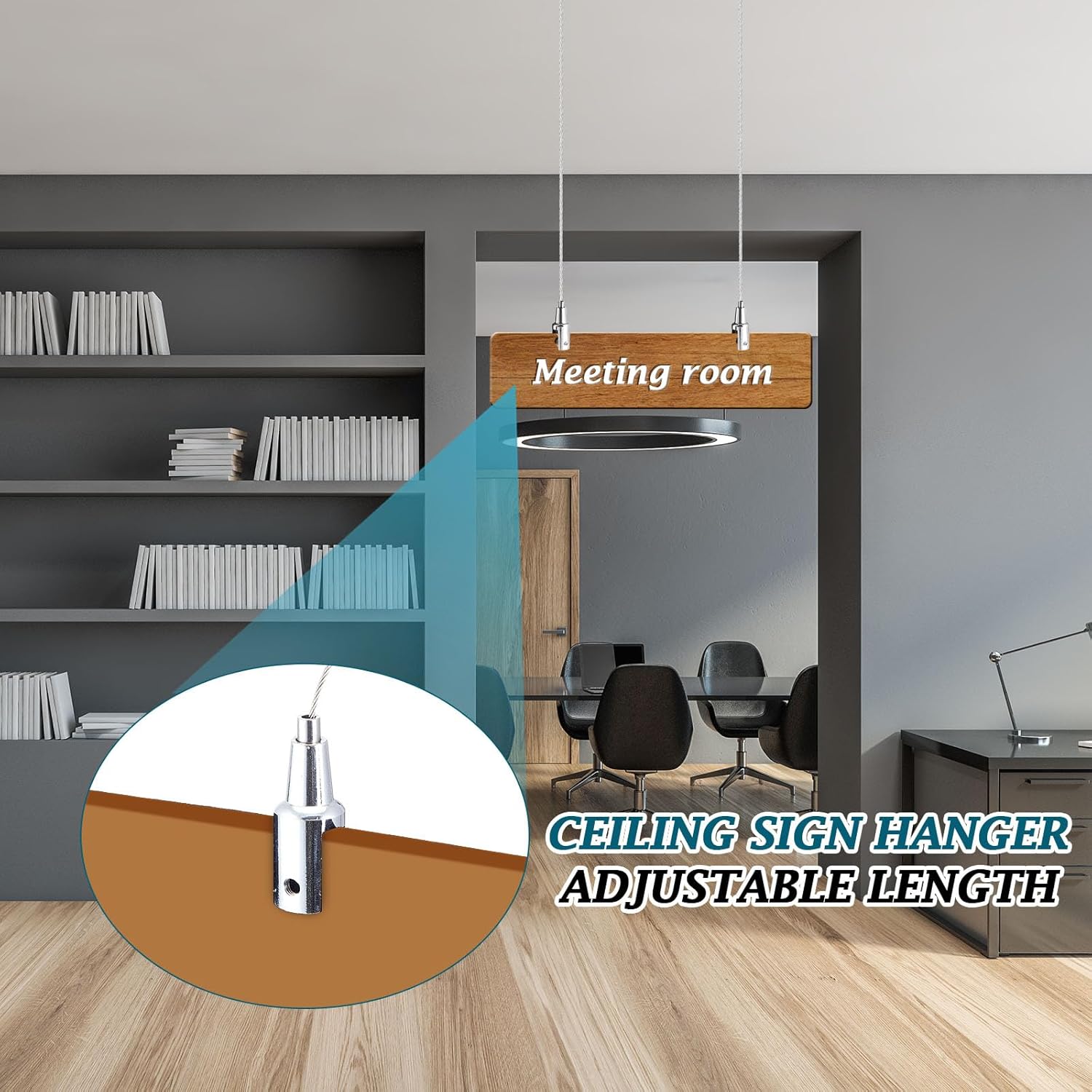 Zonon 20 Pcs 6.5 ft x 1.5 mm Ceiling Sign Hanger, 66 lb Stainless Steel Picture Frame Wire Adjustable Suspension Cable Metal Clamp for Hanging Advertising Board LED Panel Light Billboards Paintings