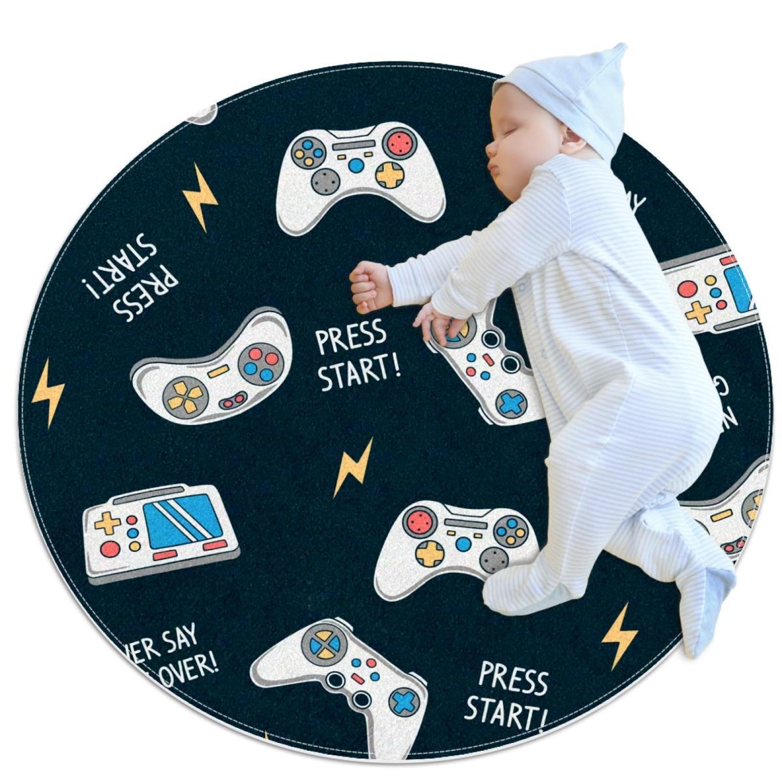 Tapis de salle de bain gamer rond 1m : déco idéale pour chambre d'enfant et canapé