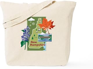 CafePress New Hampshire Map Tote Bag Reusable Natural Beige Canvas Shopping Bag