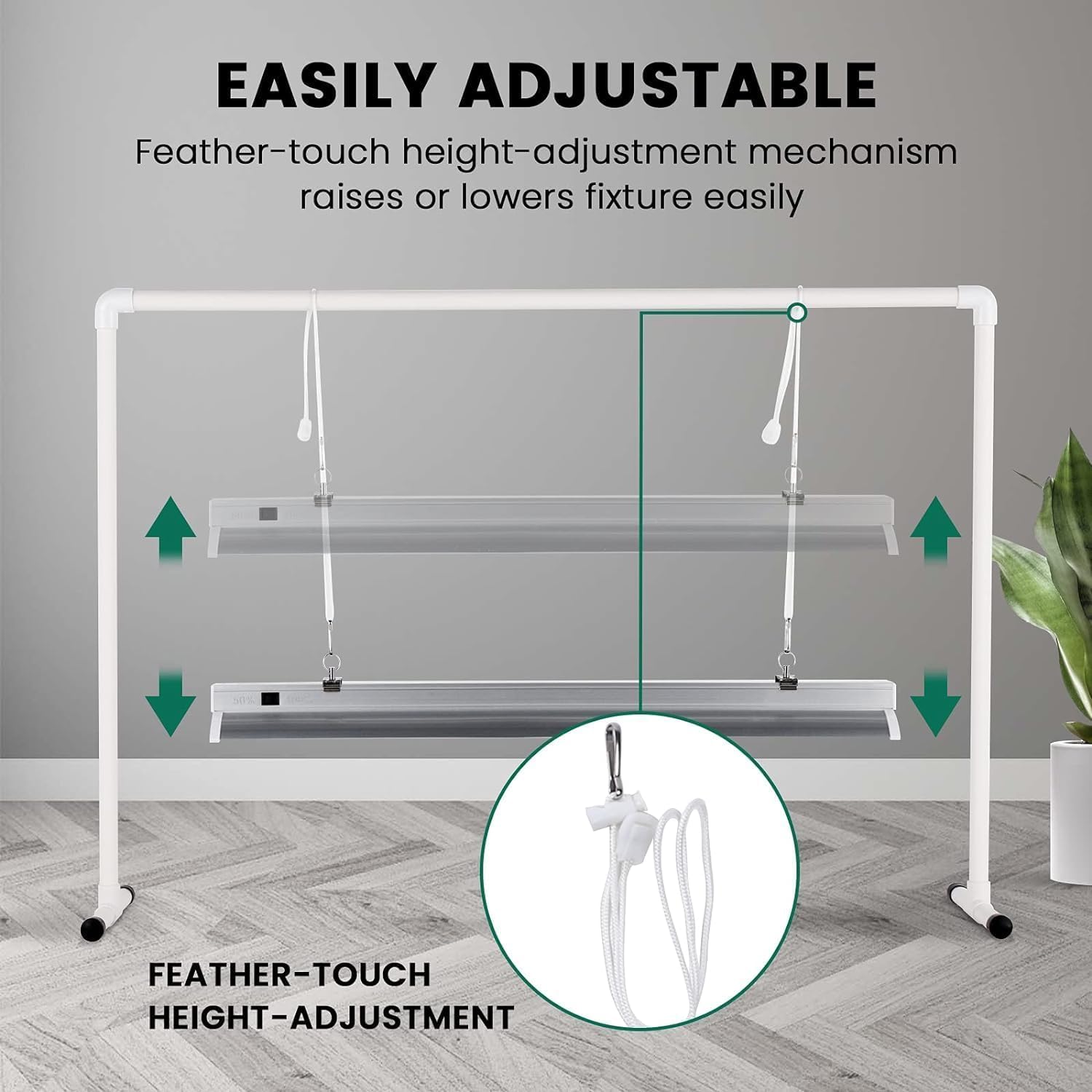 iPower LED Grow Light Stand Natural White Full Spectrum for Indoor Plant Starting Seeds and Propagating Cuttings, Height Adjustable, 2 Feet