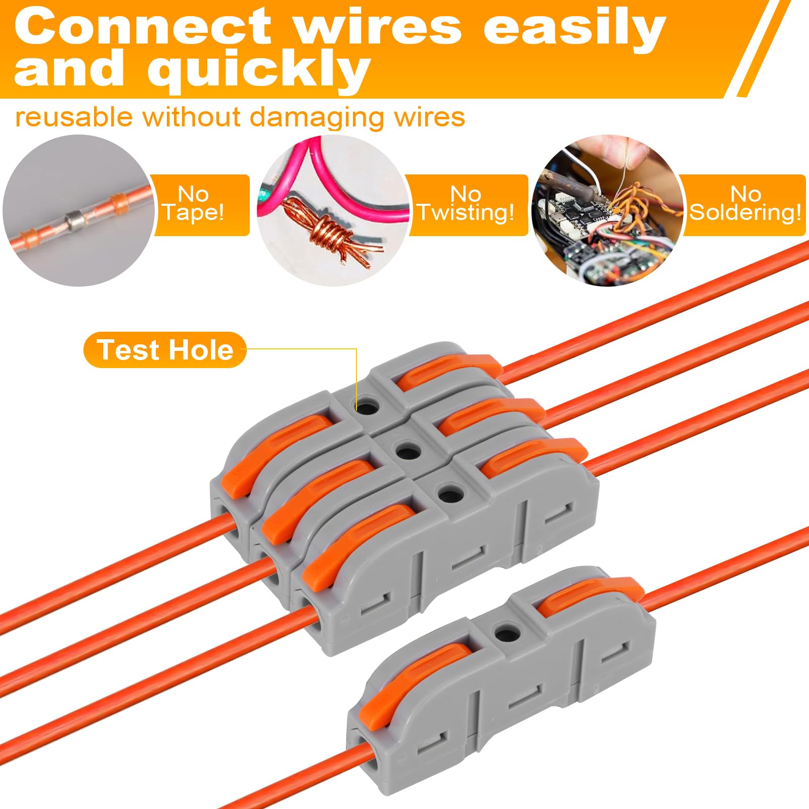 35 Pezzi Connettori Elettrici Rapidi con Polo, 1 Filo 2 Entrate Morsettiera elettrica， cavi elettrici connettore morsetti elettrici rapidi connettori per Cavi Combinabili Liberamente