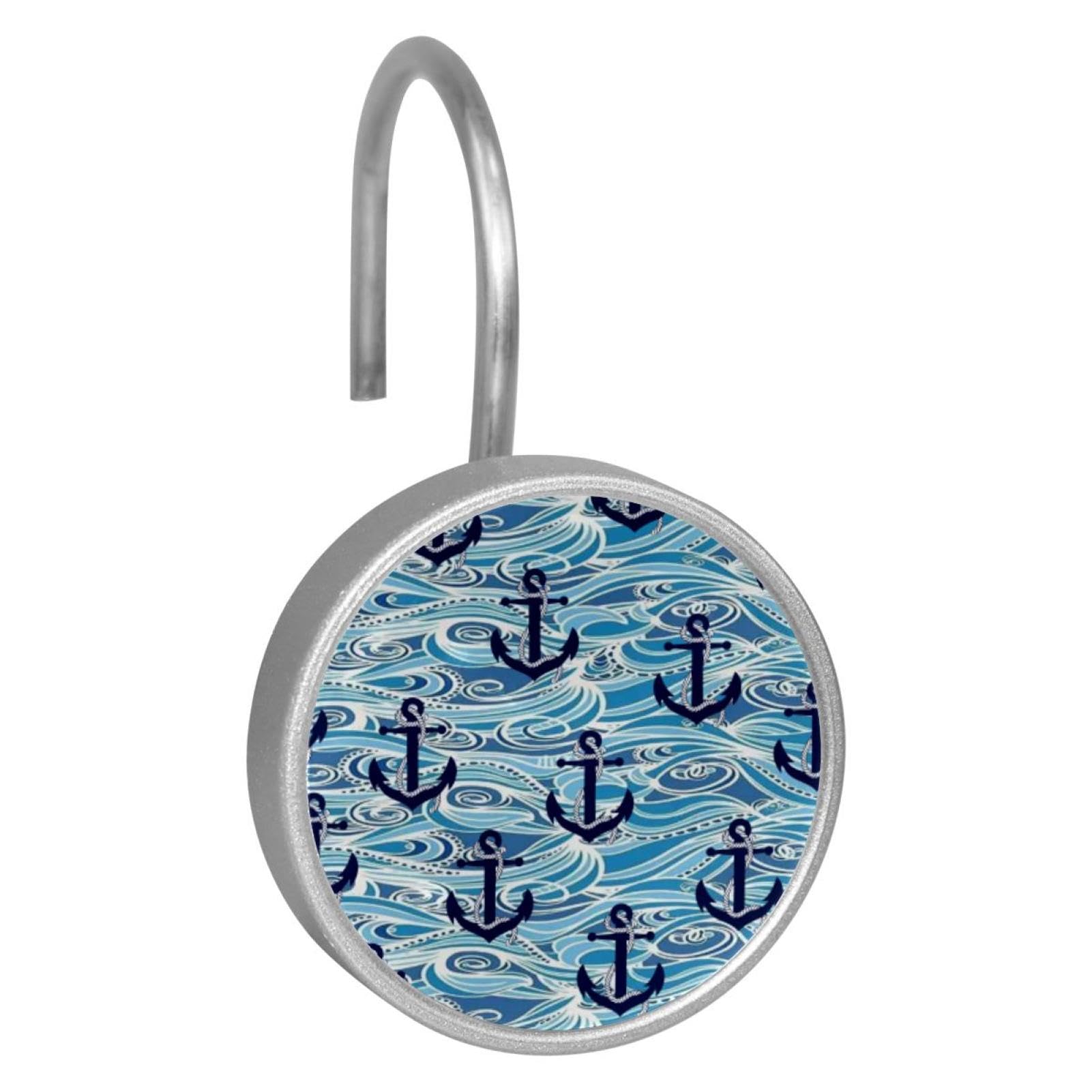Crochets de rideau de douche bleu lot de 12 anneaux inox
