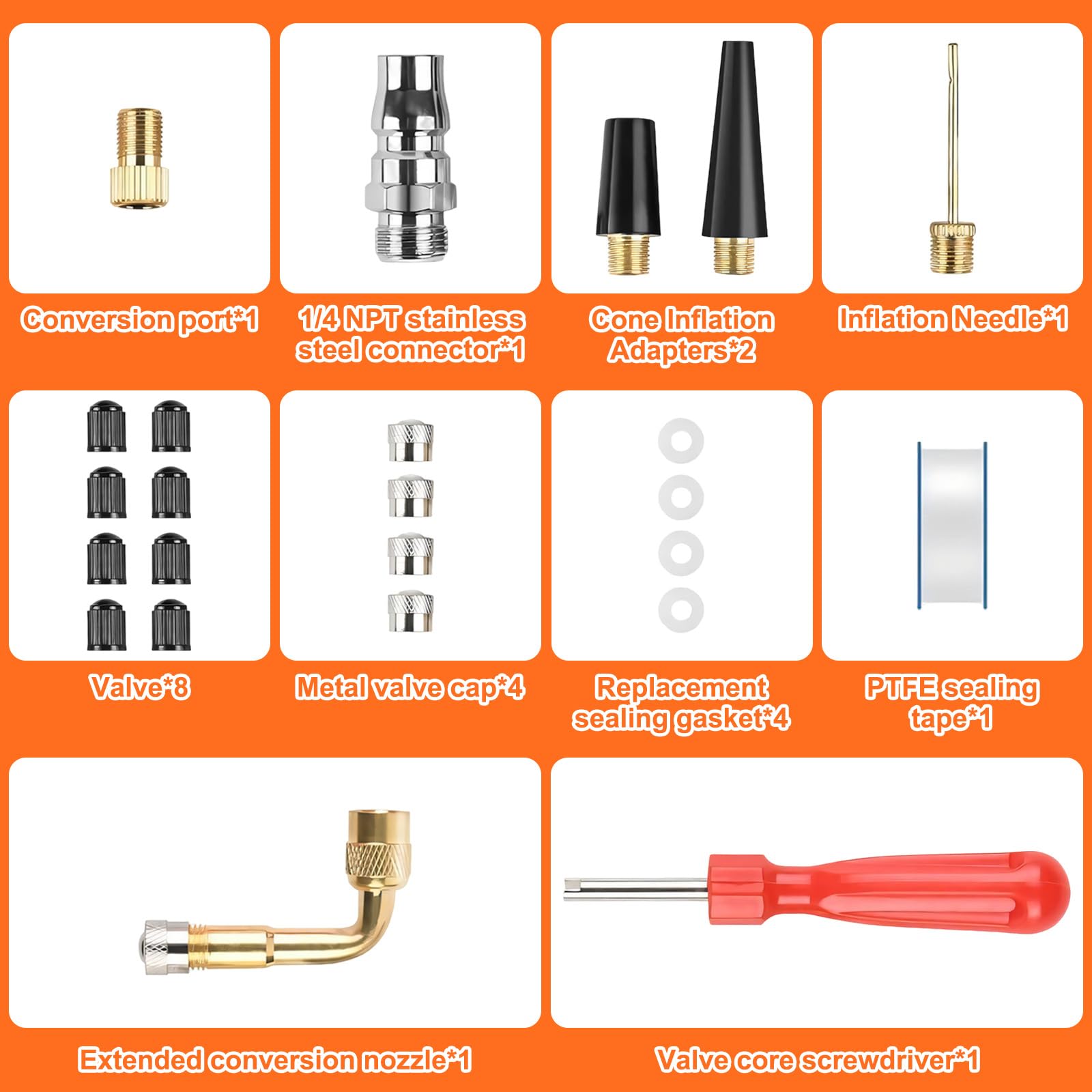 220 PSI Manómetro Neumáticos, Medidor Presión Digital Alta Precisión, Pistola Inflado con Manguera & 4 Tapones Válvula, Accesorios Compresor para Coche, Bicicleta, Camión, Motocicleta