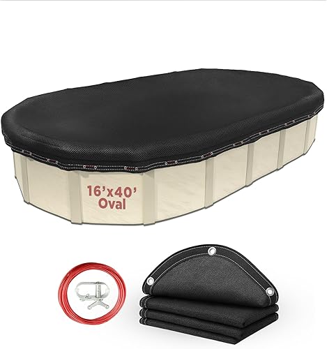 Vista 55 de Buffalo Blizzard - Cubiertas de invierno Micro Mesh Black para piscinas redondas, ovaladas y rectangulares Permite el paso de la lluvia o la nieve