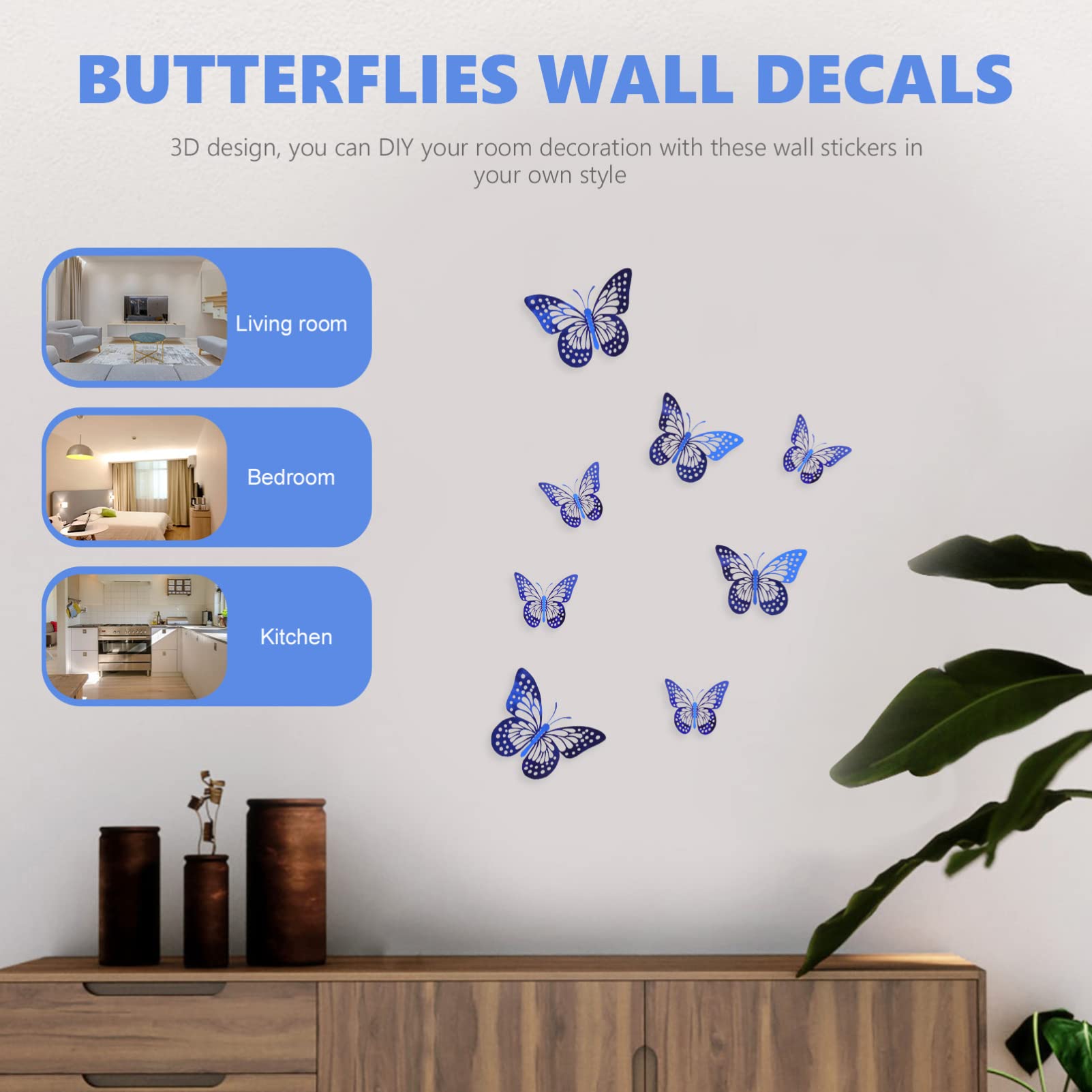 jojofuny 300stücke Schmetterlinge Wandsticker Lifelike Dekoration Für Kinderzimmer Wohnzimmer Und Hochzeiten Bunte Wandtattoos Zur Individuellen Raumgestaltung Abnehmbare Wandaufkleber