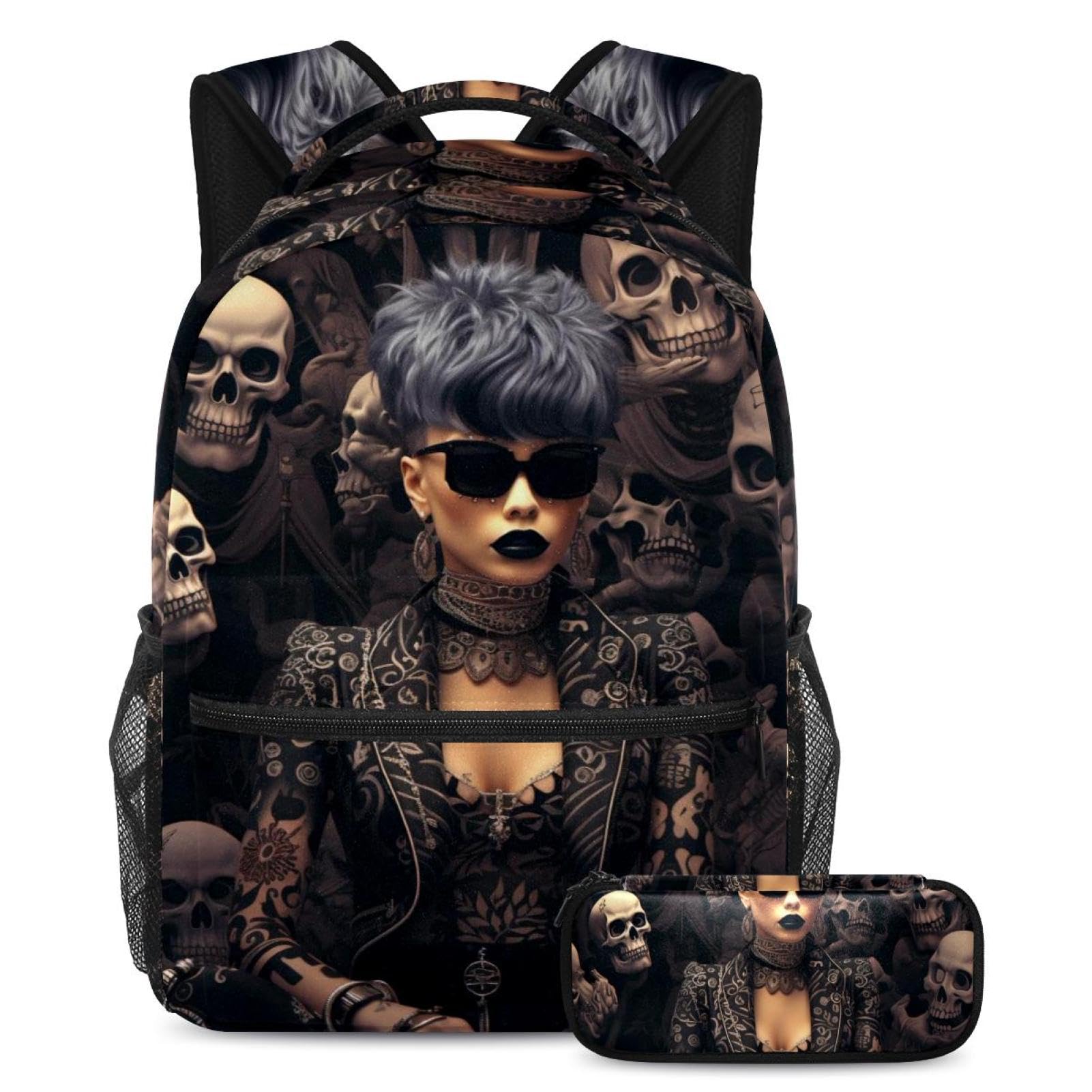 Cartable punk tête de mort résistant : dites adieu aux sacs dos déchirés