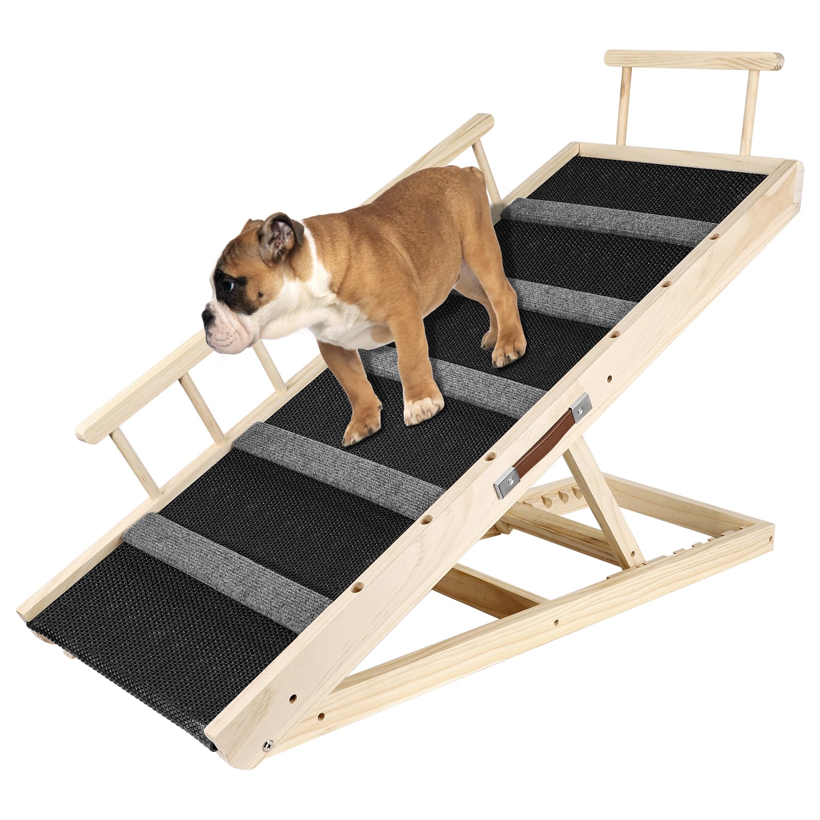 Umtiti 110cm Long Ramp with Adjustable Height from 12" to 23.4". Multi-functional Wooden Folding Portable Pet Ramp, Suitable for Cats and Dogs, Dog Ramps-110ZT,UK