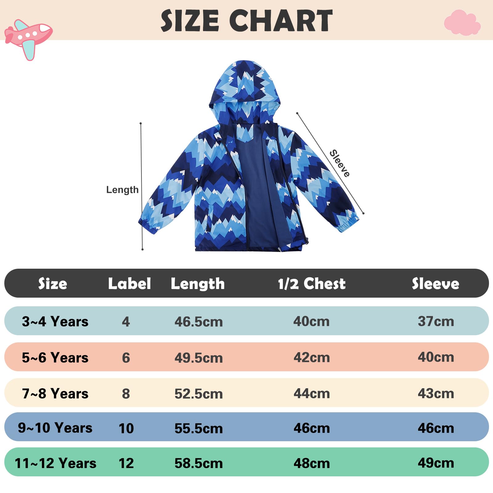 LACOFIA Chaqueta Impermeable para Niños con Forro Polar Cazadora Cortavientos Abrigos Cálida con Capucha Chubasquero Otoño/Invierno para Niños 3~12 años