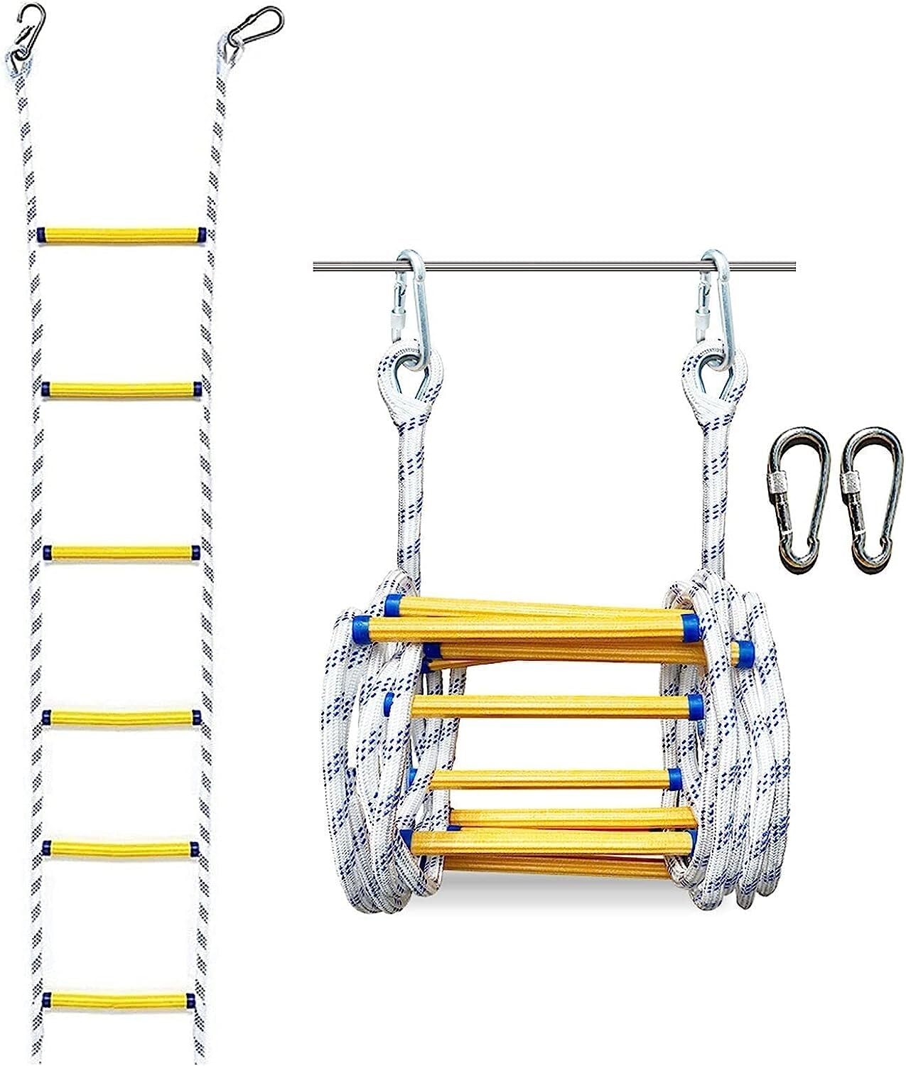 Fire Escape Rope Ladder Rescue Multi-purpose With Hook For Adults, Outdoor, Climbing, Playground(5m)