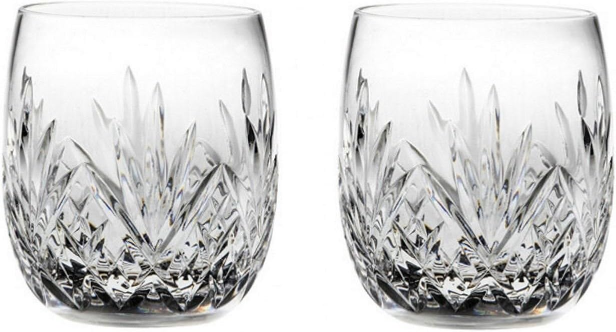 Royal Scot Crystal Hand Cut Crystal Glasses Gin & Tonic G&T Barrel Tumblers 350ml 12oz Highland Design | Set of 2 | Presentation Box