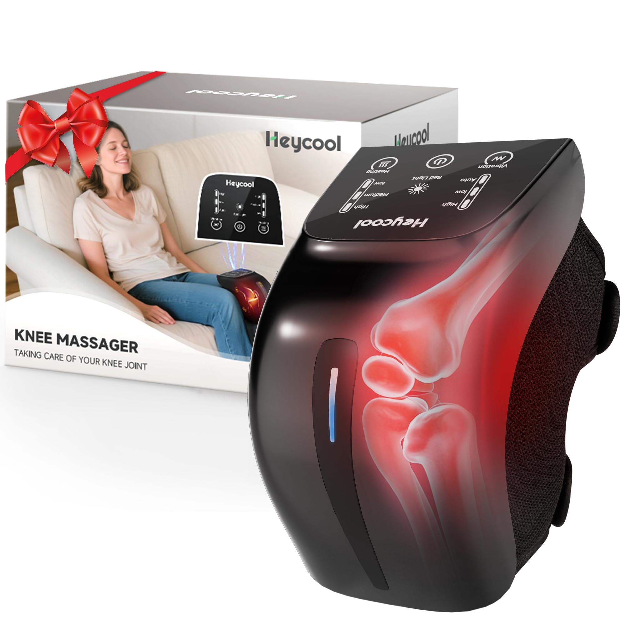 Heycool Birthday Gift for Men, Women, Cordless Knee Massager with Heat | 3 Heat Levels | 3 Massage Modes | Cordless Design | Adjustable Straps | Comfortable Knee Wrap | Home, Office & Travel Use