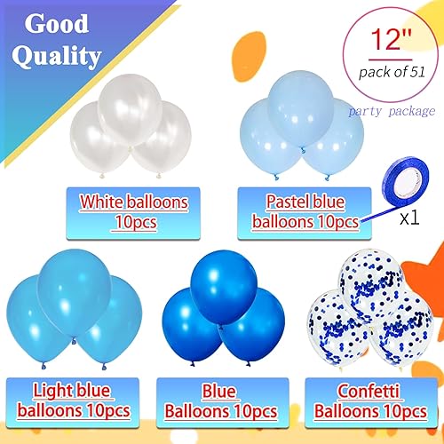 Miniatura 2 de Globos de látex azul real de 12 pulgadas, globos de confeti azul perla, globos de fiesta azul claro real para suministros de decoración de fiesta de