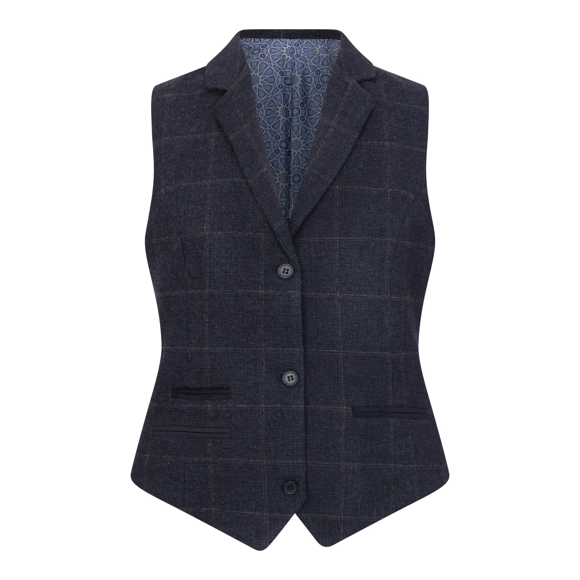 Infinity Leather Women's Blue Tailored Fit Tweed Formal Waistcoat In | Size: 8