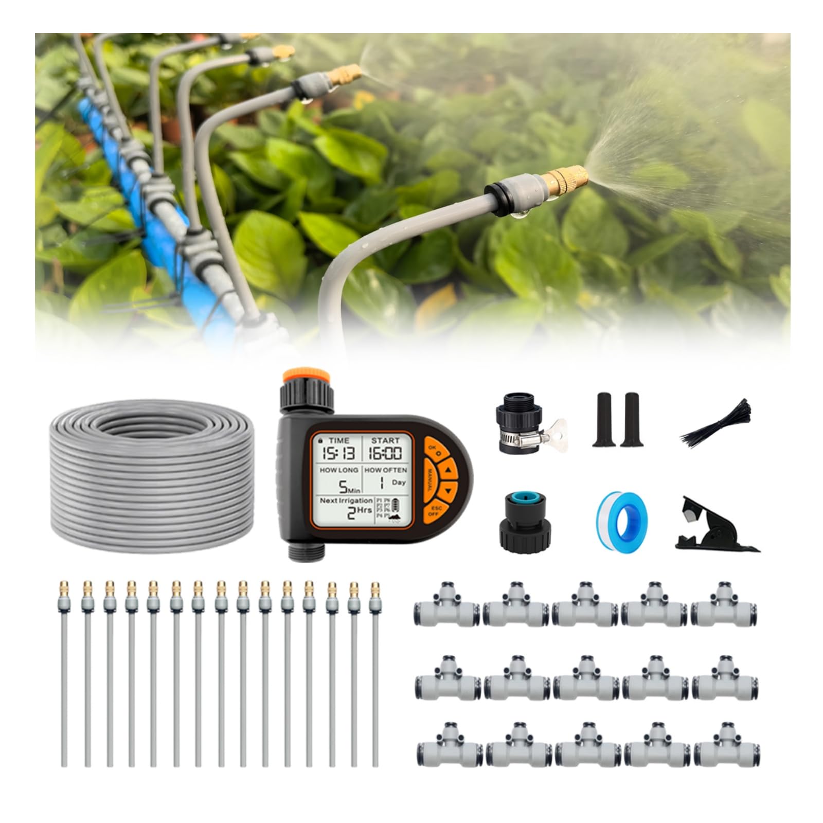 Nuevos kits de riego por goteo, sistema de riego automático de conector rápido, con cuentagotas de flexión reemplazable, boquilla de cobre atomizadora para sistema de riego para jardín, plantas