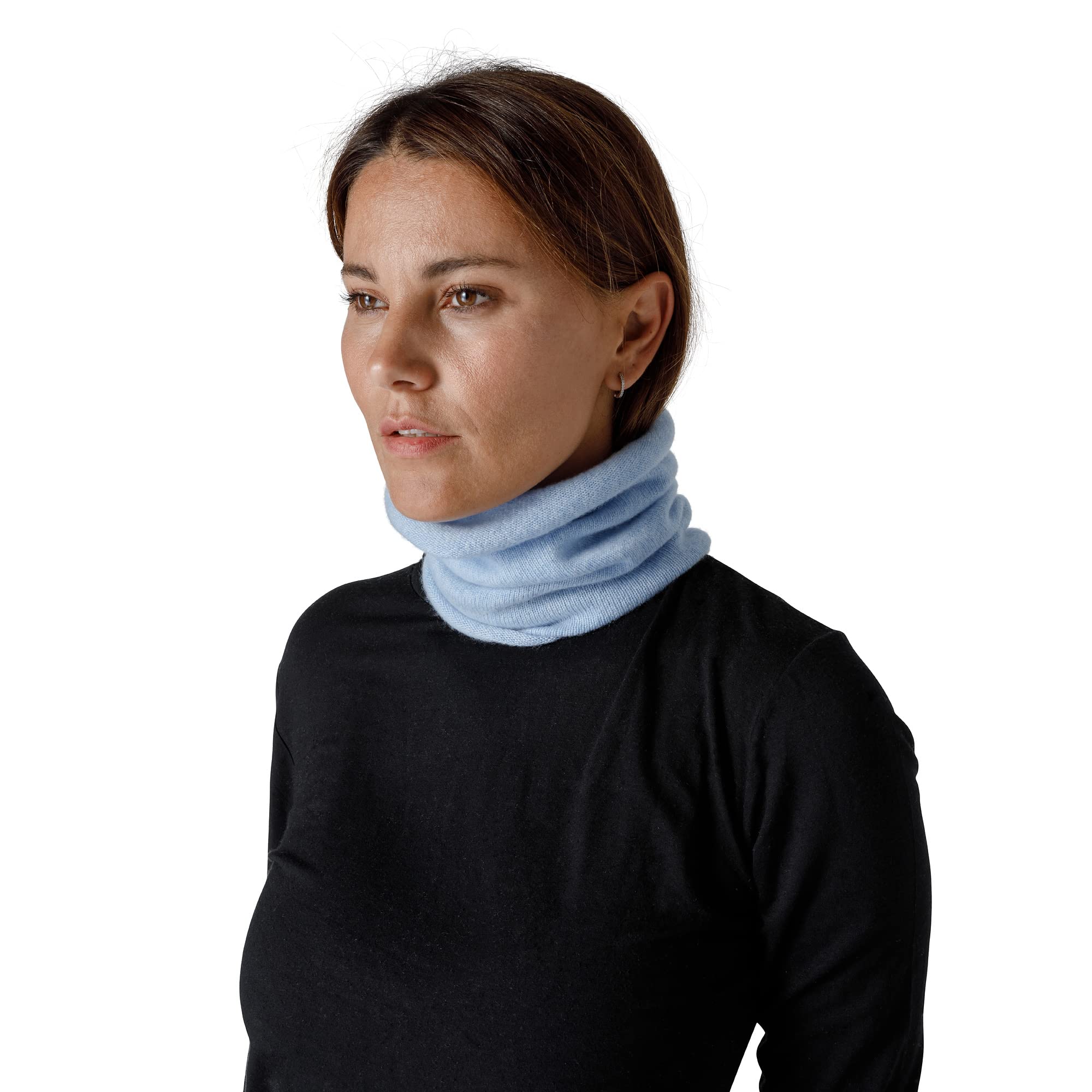 Braga de cuello tubular para hombre y mujer, 100 % puro cachemira | Made in Italy, azul claro, M