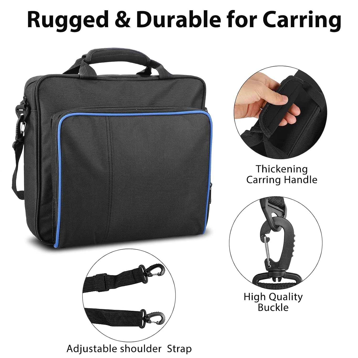 EEEkit Travel Storage Carry Case Protective Shoulder Bag Handbag for Playstation PS4 and Slim System Console AC Power Cord, HDMI Cable, USB Cables and Other Accessories
