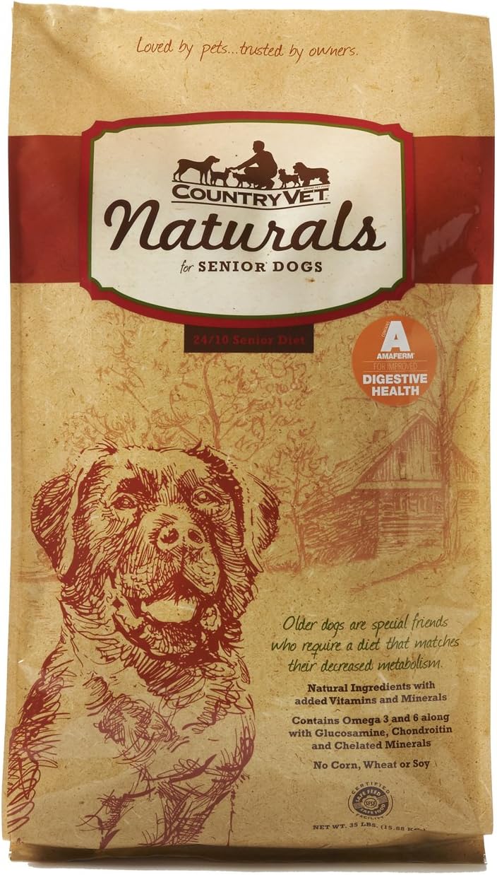 Country Vet Naturals Senior 24/10 Protein Formula Probiotic Dog Food (Chicken And Brown Rice) 35 Pounds