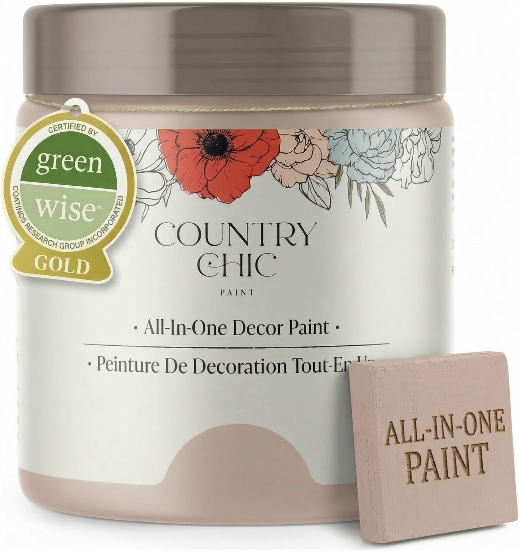 Chalk Style All-in-One Paint for Furniture, Home Decor, Cabinets, Crafts, Eco-Friendly, Matte Paint - Ooh La La [Light Pink] 4oz
