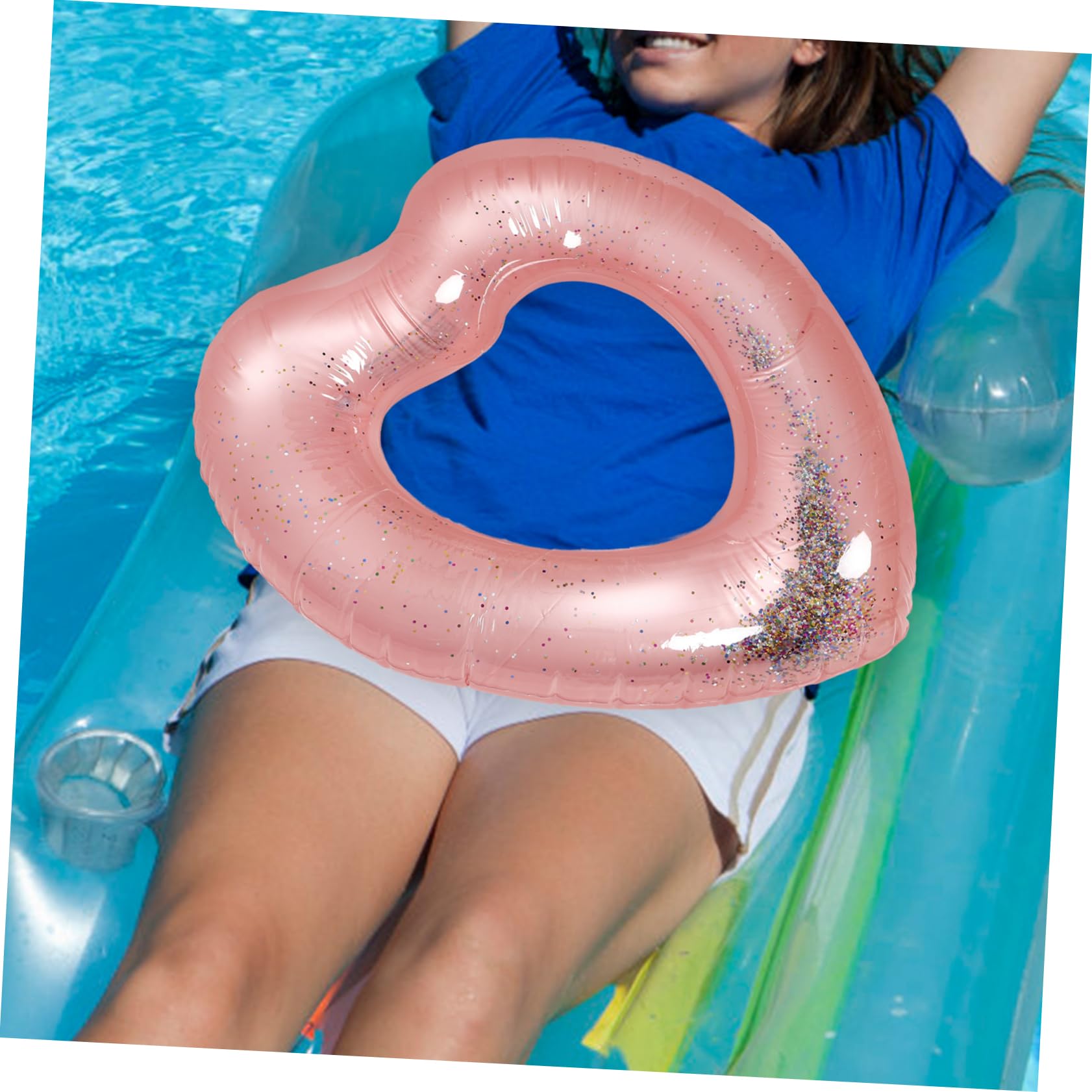 TOYANDONA Salvagente a Forma Di Cuore Galleggia Zattera Piscina Per Piscina Anelli Da Piscina Gonfiabili Piscina Gonfiabile Per Giocattolo Da Piscina Estivo Pvc Bianca