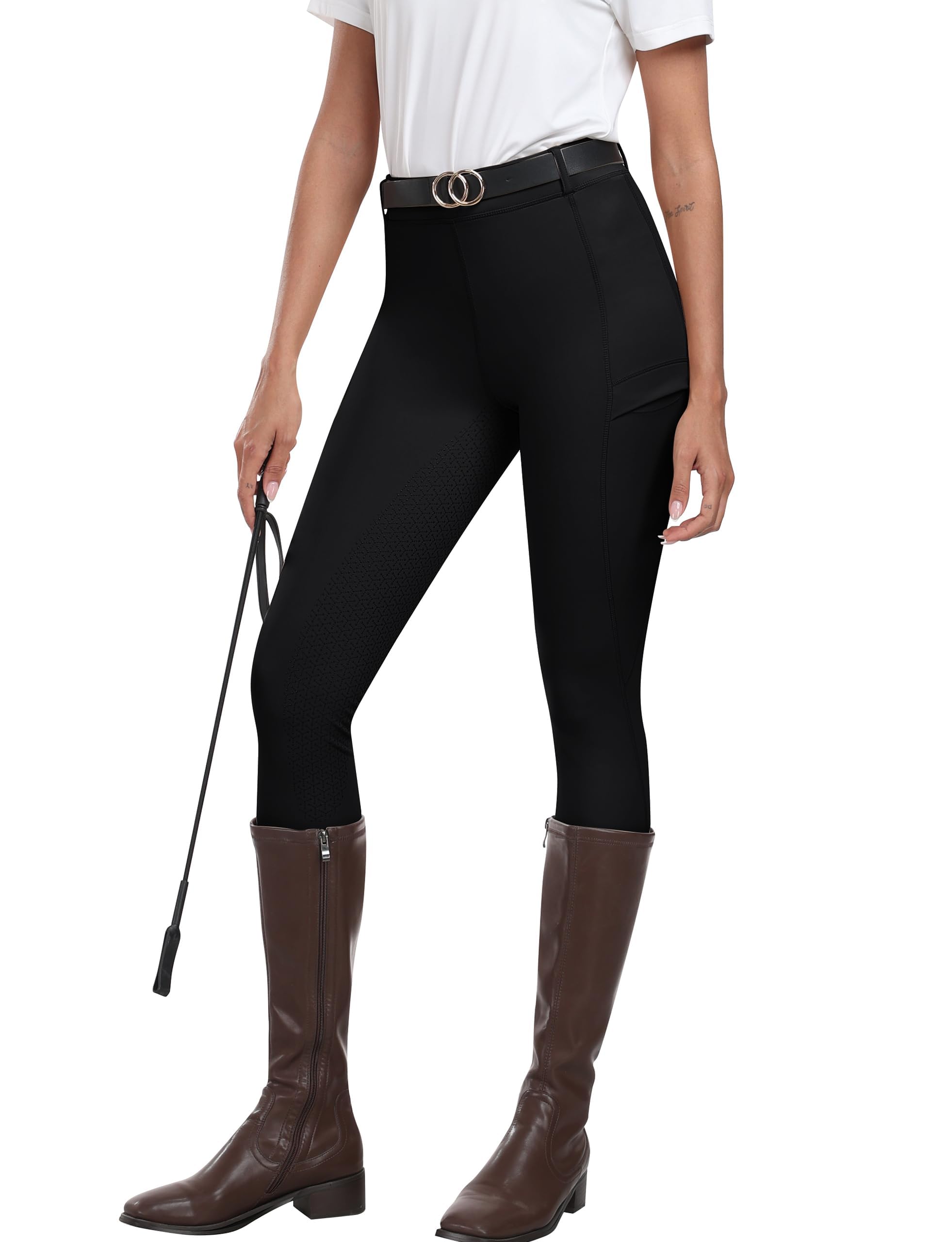 MoFiz Pantaloni Equitazione Donna Leggins Equitazione Pantaloni alla Zuava in Silicone a Seduta Intera Pantaloni per Estivi - 1