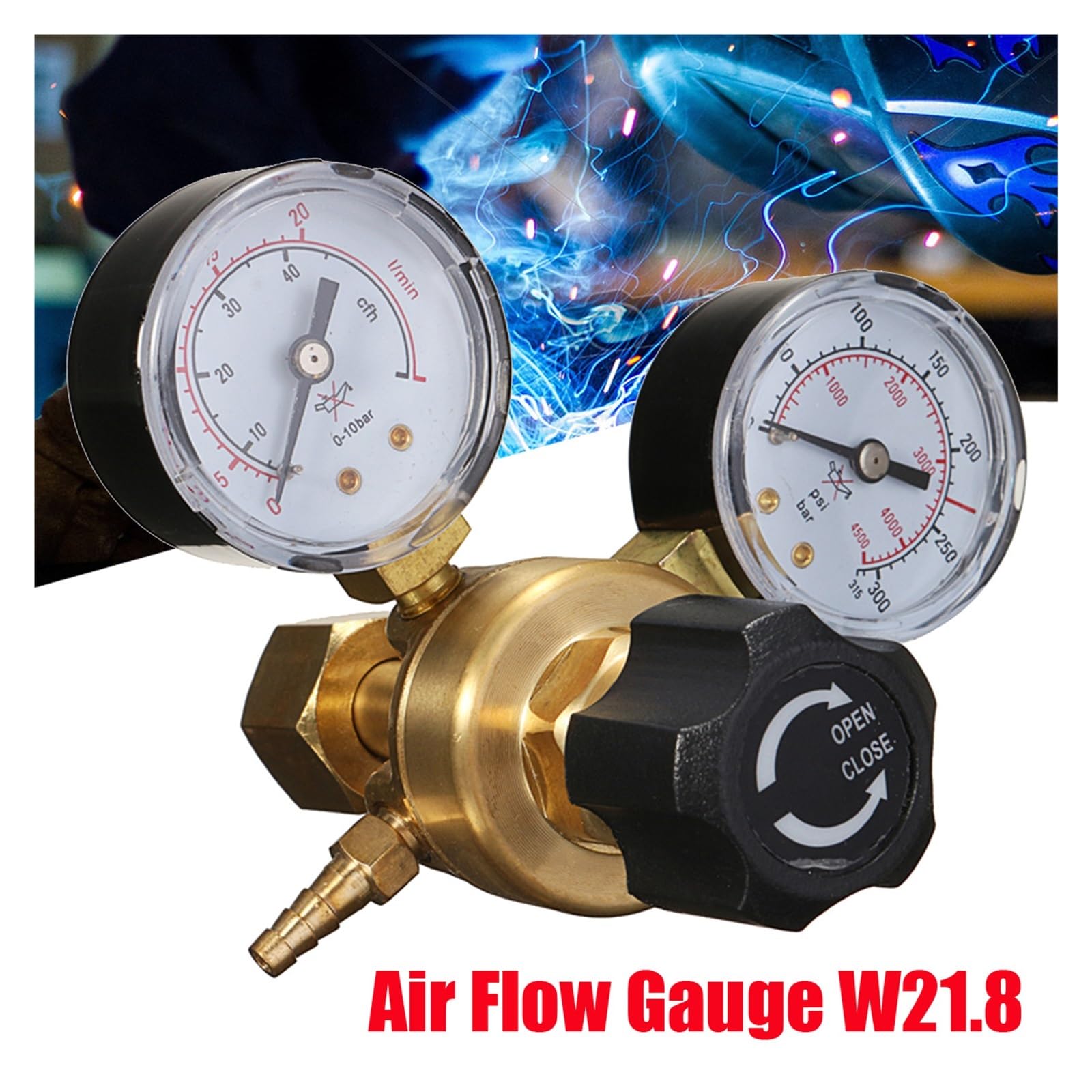 Regolatore di Pressione Pneumatica Regolatore di pressione, riduttore, Argon, CO2, bombola gas a doppio manometro, valvola controllo del flusso saldatura, filettatura W21.8 1/4
