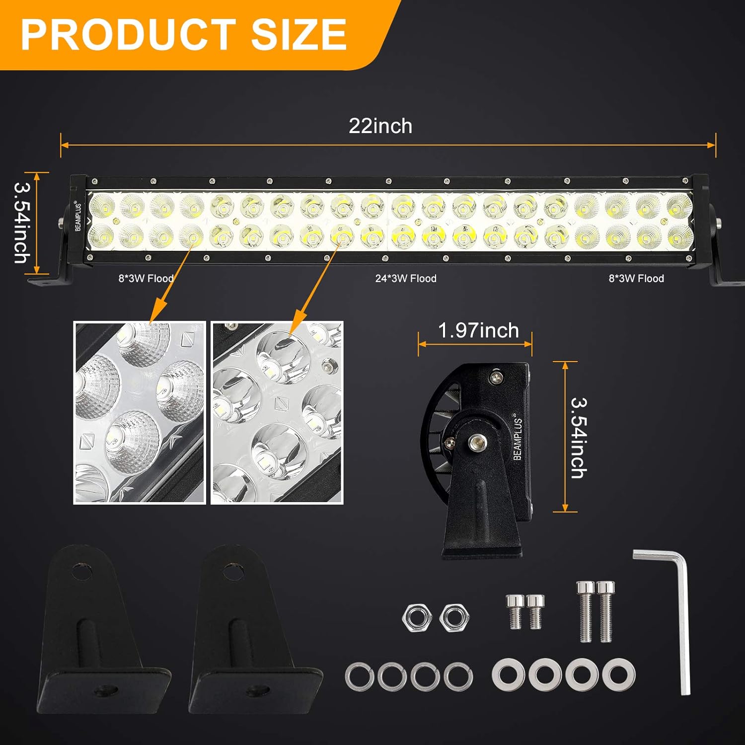 22 Inch LED Light Bar 126W 12600Lm High Intensity Spot Flood Combo Off Road Lights Work Lights Automotive Light Bars Driving Lights for Pickup Trucks ATV UTV 4x4 SUV 12-24V IP68 Waterproof