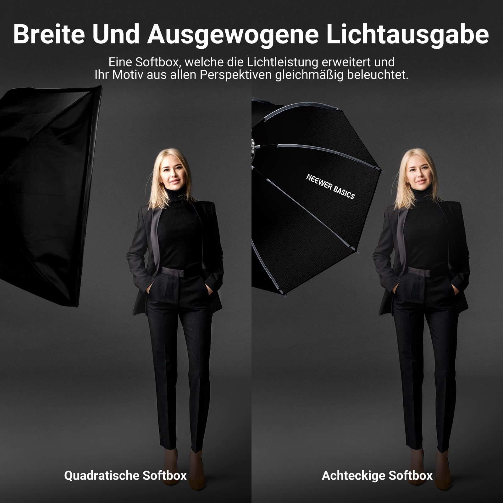 NEEWER Basics Parabolische Softboxen, 90cm Bowens Mount Softbox, Lichtdiffusoren/Gitter/Tasche, kompatibel mit Aputure 150c Godox SL60w NEEWER FS300C FS230C FS150B HB80C CB200C Q6 Q300, NS64P