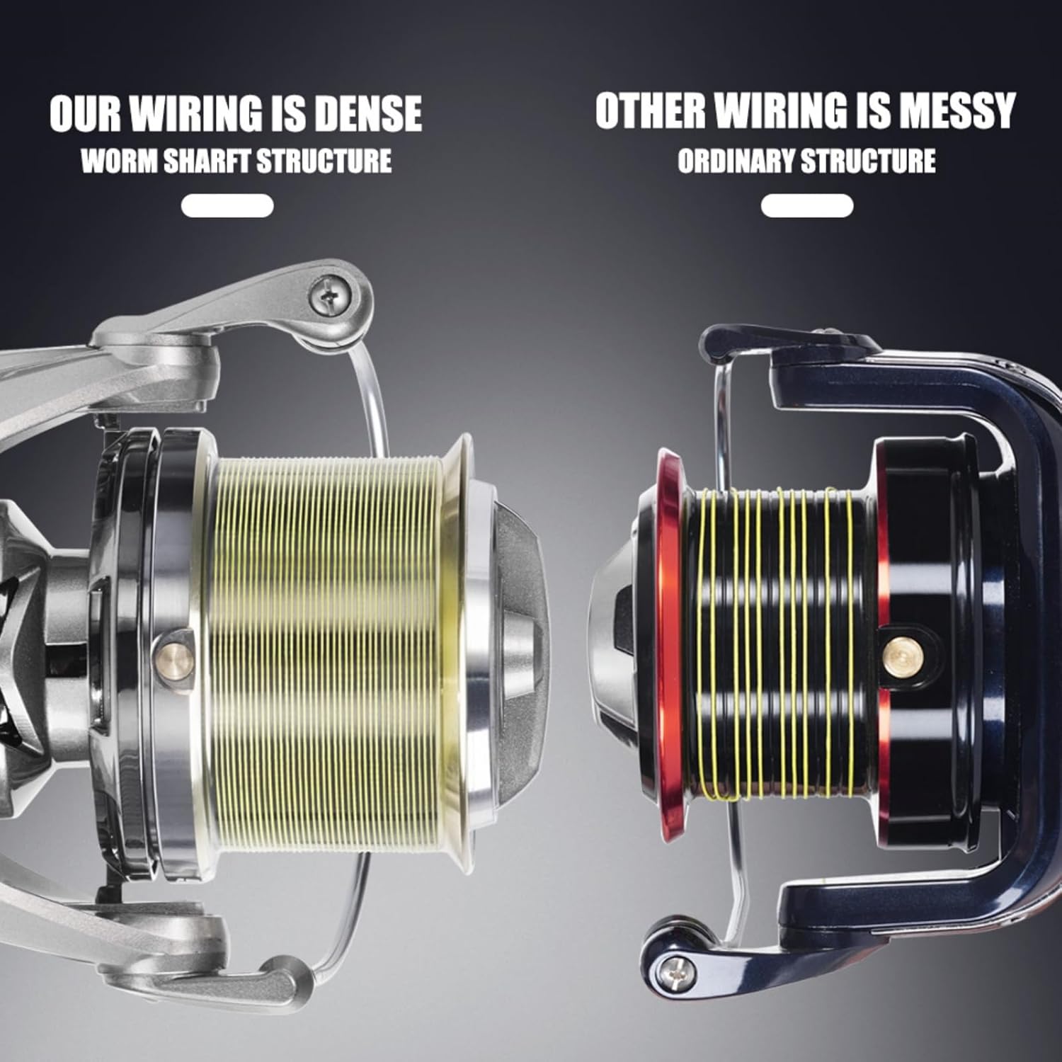 Heavy Duty Spinning Reel Metal Body with CNC Machined Spool 55LB Max Drag 8/10+1 BB Ultra Smooth 4.1/4.6/4.8:1 High Speed Gear Ratio Saltwater Freshwater Fishing Reel for 8000 to 16000 Series