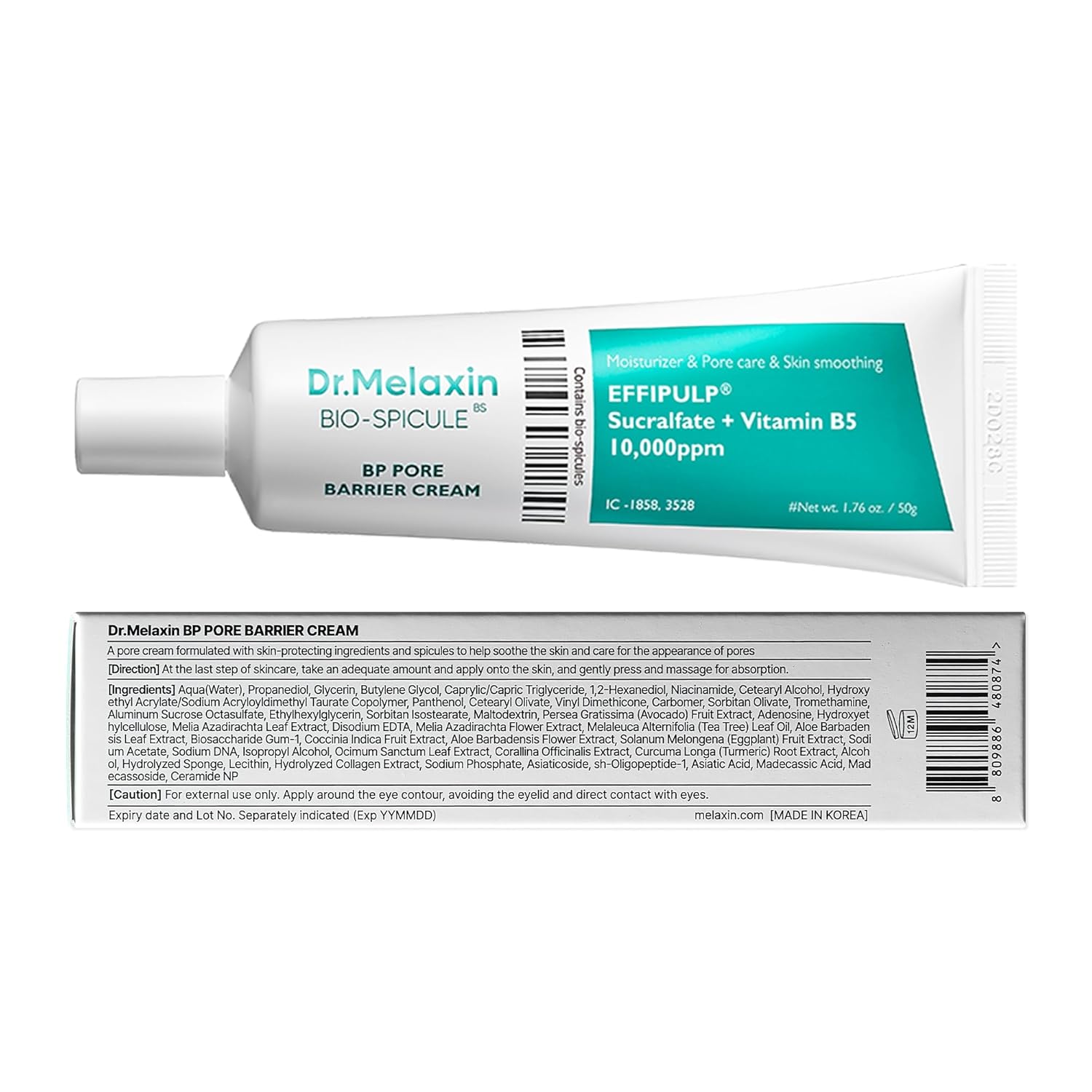 Dr.Melaxin BP Barrier Cream 50g, 1.76 oz. | Bio spicule Stimulating Pore Roots, Pore Tightening, Provision of skin elasticity