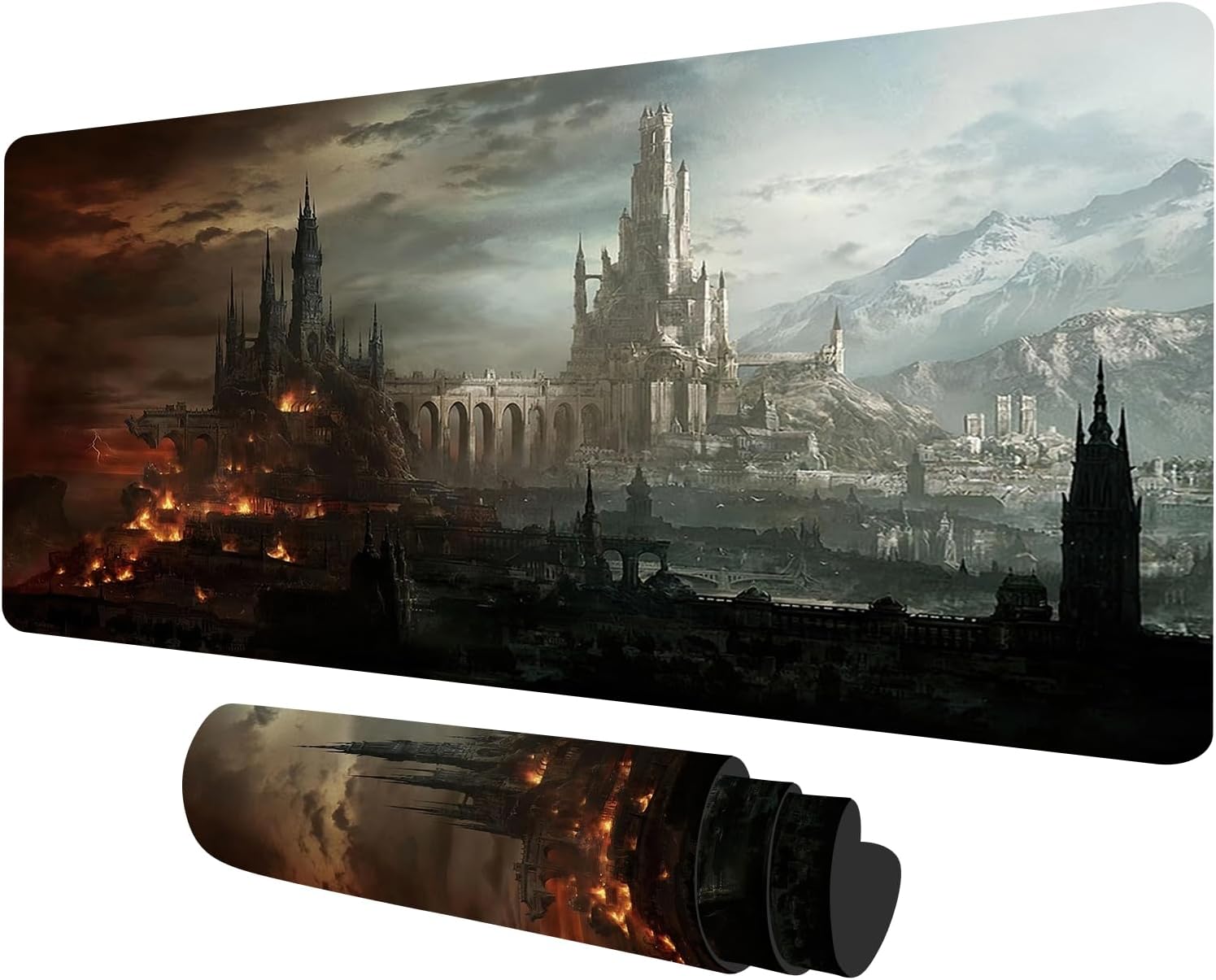 MTG Playmat, Forest Playmat TCG for MTG DTCG CCG RPG Castle Trading Card Playmats Smooth Cloth Surface Non-Slip Rubber Bottom Board Games Blue Sky MTG Mat 23.6X 13.7