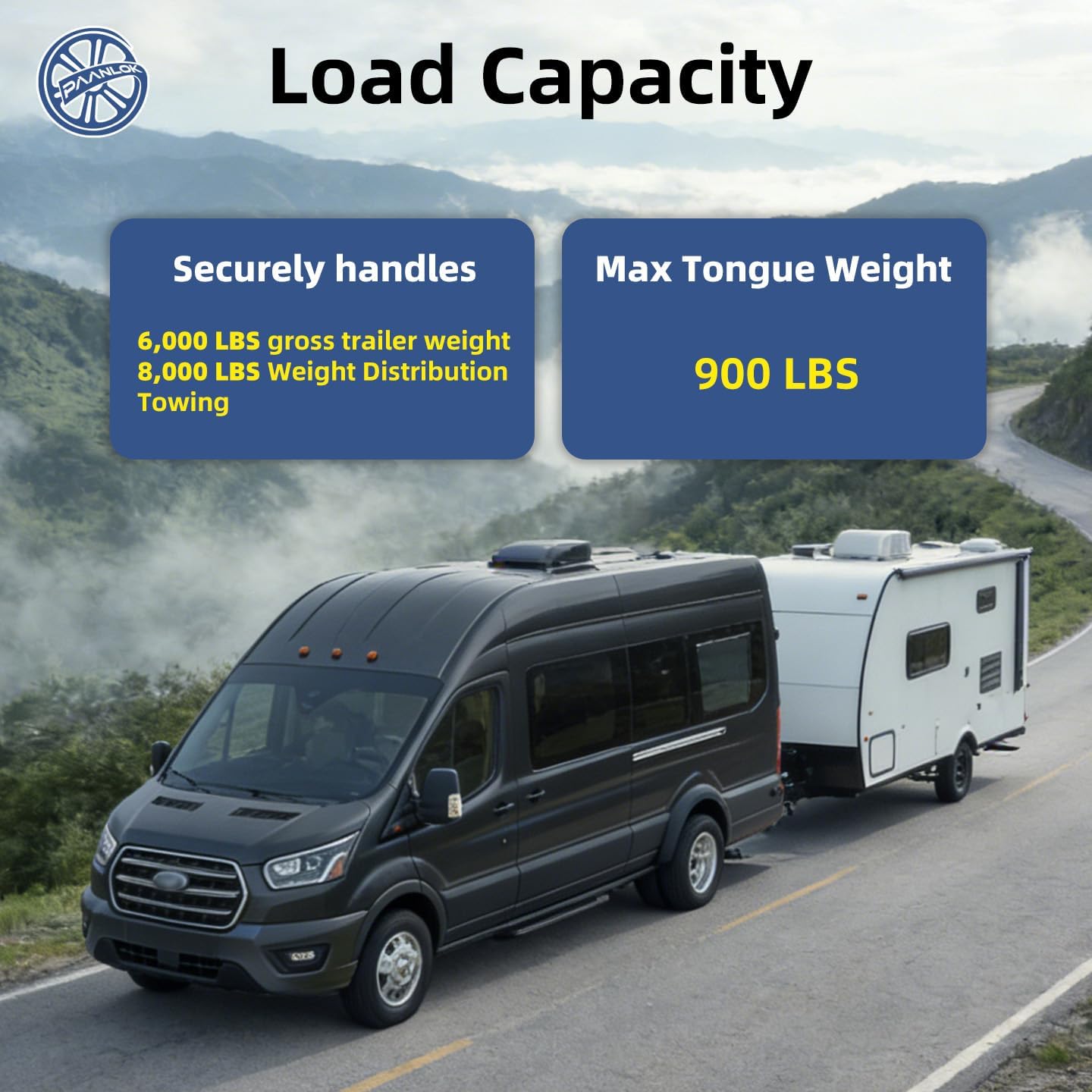 Class 3 Trailer Hitch for 2015-2025 Ford Transit 150/250 & 2015-2024 Transit 350, 2022-2024 E-Transit | 8,000LBS Weight Distribution, Bolt-On 2 Inch Receiver, Heavy Duty Carbon Steel