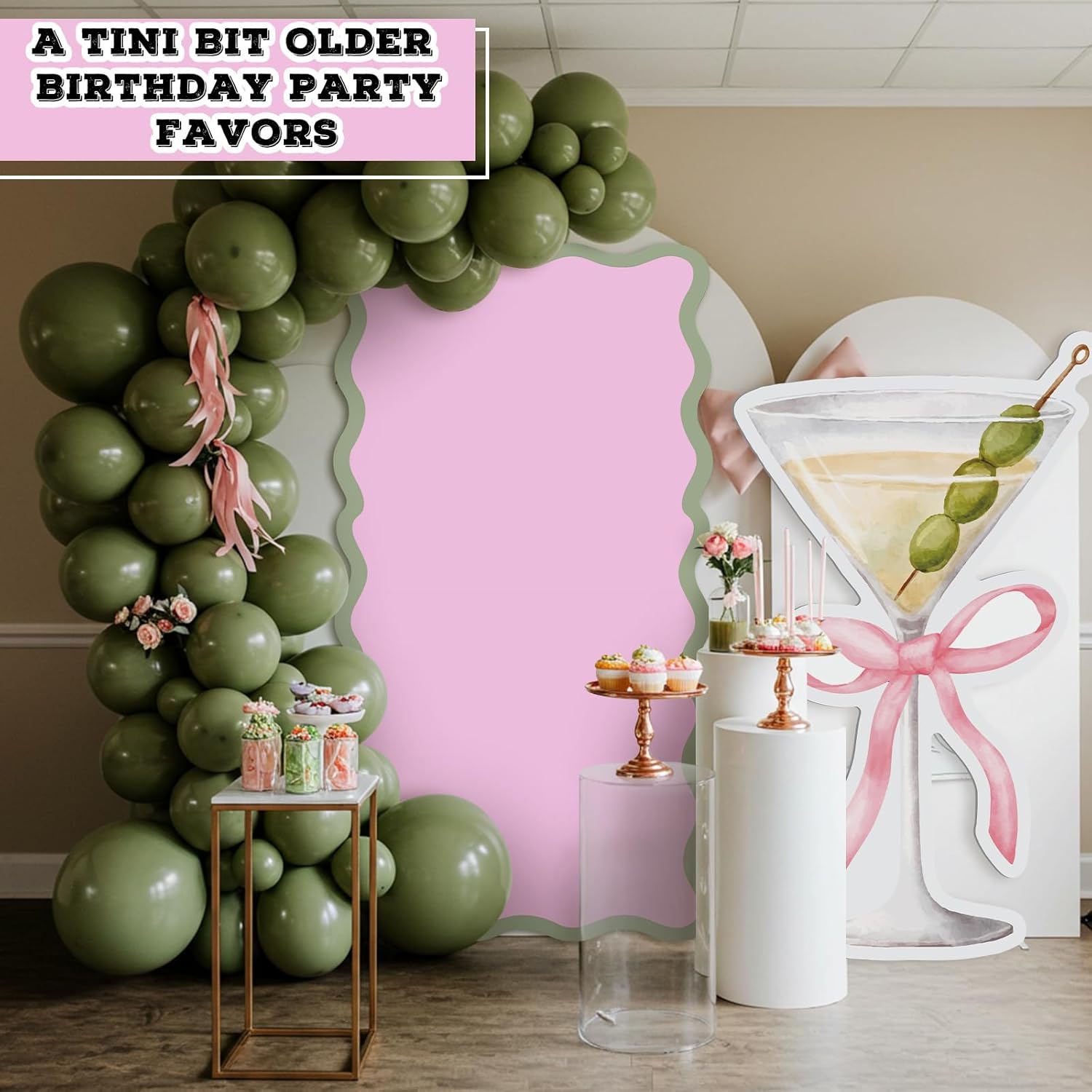 Leinuosen 6ft A Tini Bit Older Birthday Decorations Pink Martini Party Backdrop Birthday Party Background Decor for Women Bar Wedding Bachelorette Bridal Shower Supplies