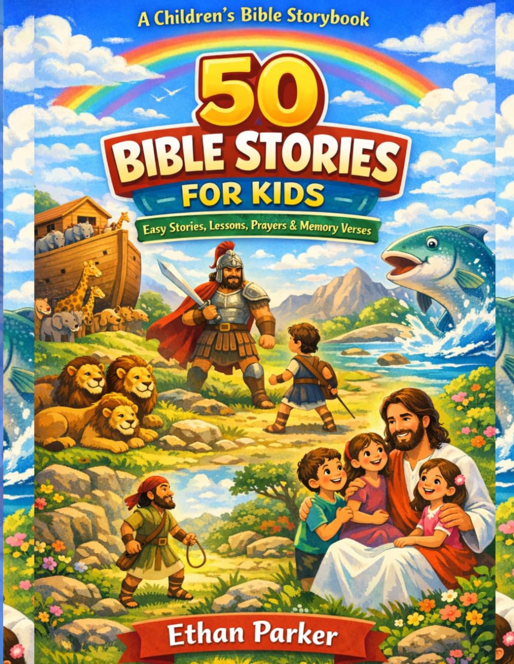 50 BIBLE STORIES for Kids: Easy-to-Read Bible Adventures for Ages 5-12 with Lessons, Prayers, and Memory Verses