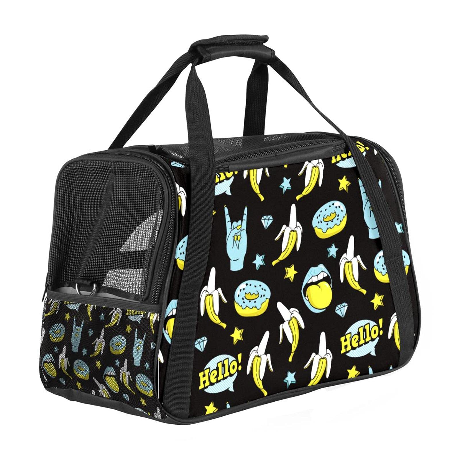 Sac de transport pour animal souple imprimé donuts approuvé avion