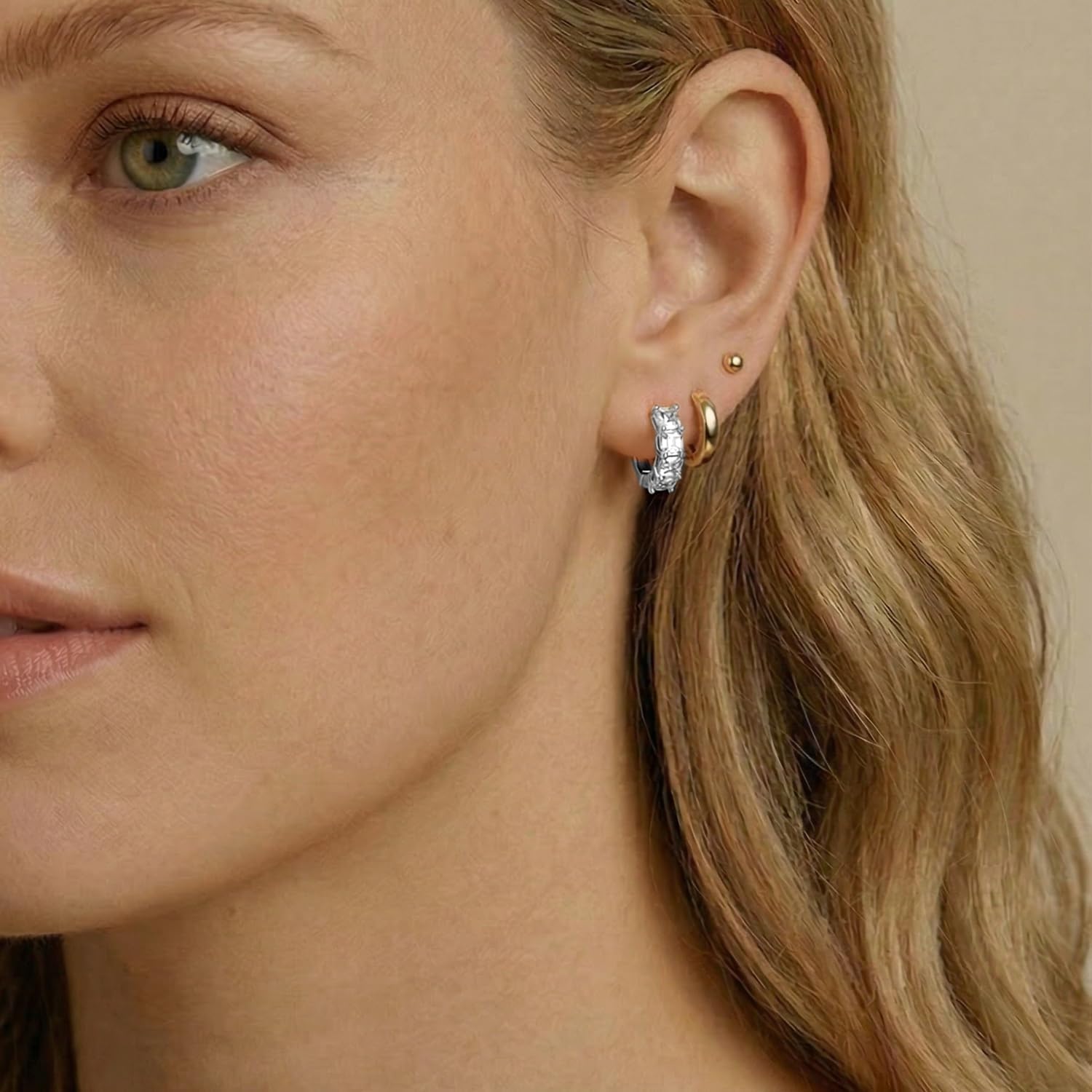 925 Sterling Silver Small Hoop Earrings, Hypoallergenic Cartilage Gold Earrings Lightweight 14K Gold Plated Hoops Earrings Cubic Zirconia Hoop Earrings for Women Jewelry Gifts