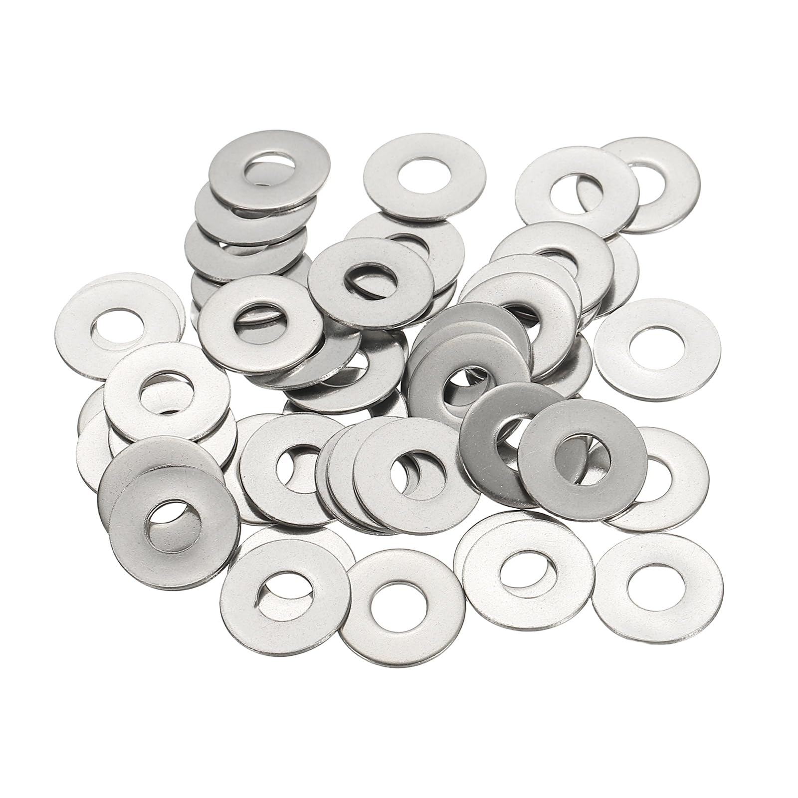 YELARXI Flat Washers, 304 Stainless Steel Hardware Assorted Washer, 16 x 6 x 1 mm Fit for Bolts Screws Industrial Use (50 Pack, Silver)