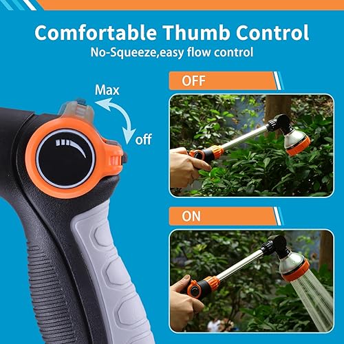 Miniatura 9 de Varita de riego, varita de manguera de jardín con 8 patens de pulverización, boquilla giratoria ajustable de 180, varita de riego de jardín