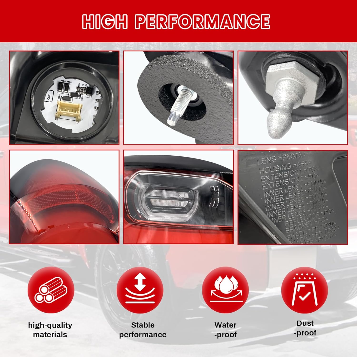 Rear LED Tail Light Assembly Compatible with Mazda CX-90 2024–2025, Left Driver Side Outer Tail Lamp, 5-Pin, Replace KMV7-51-160 / KMV751160