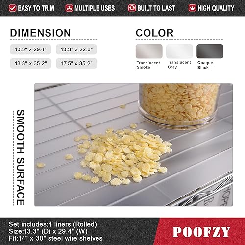 Miniatura 3 de Poofzy Revestimientos para estantes de alambre, revestimiento de estante de 14 x 30 pulgadas para armarios de cocina, no adhesivo (4 unidades