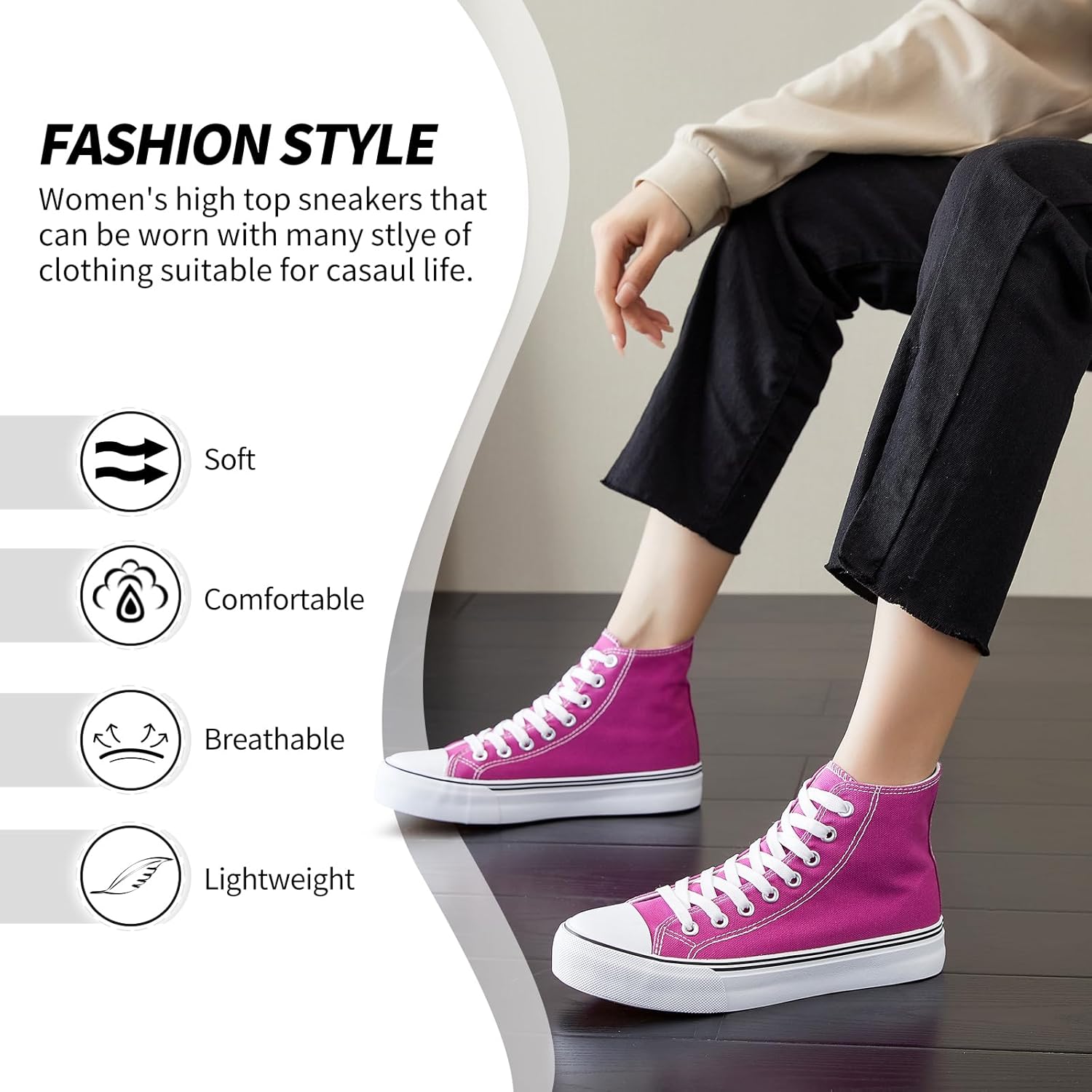 yageyan Womens High Top Canvas Sneakers Lace up Fashion Shoes for Women Casual Classic - Image 5