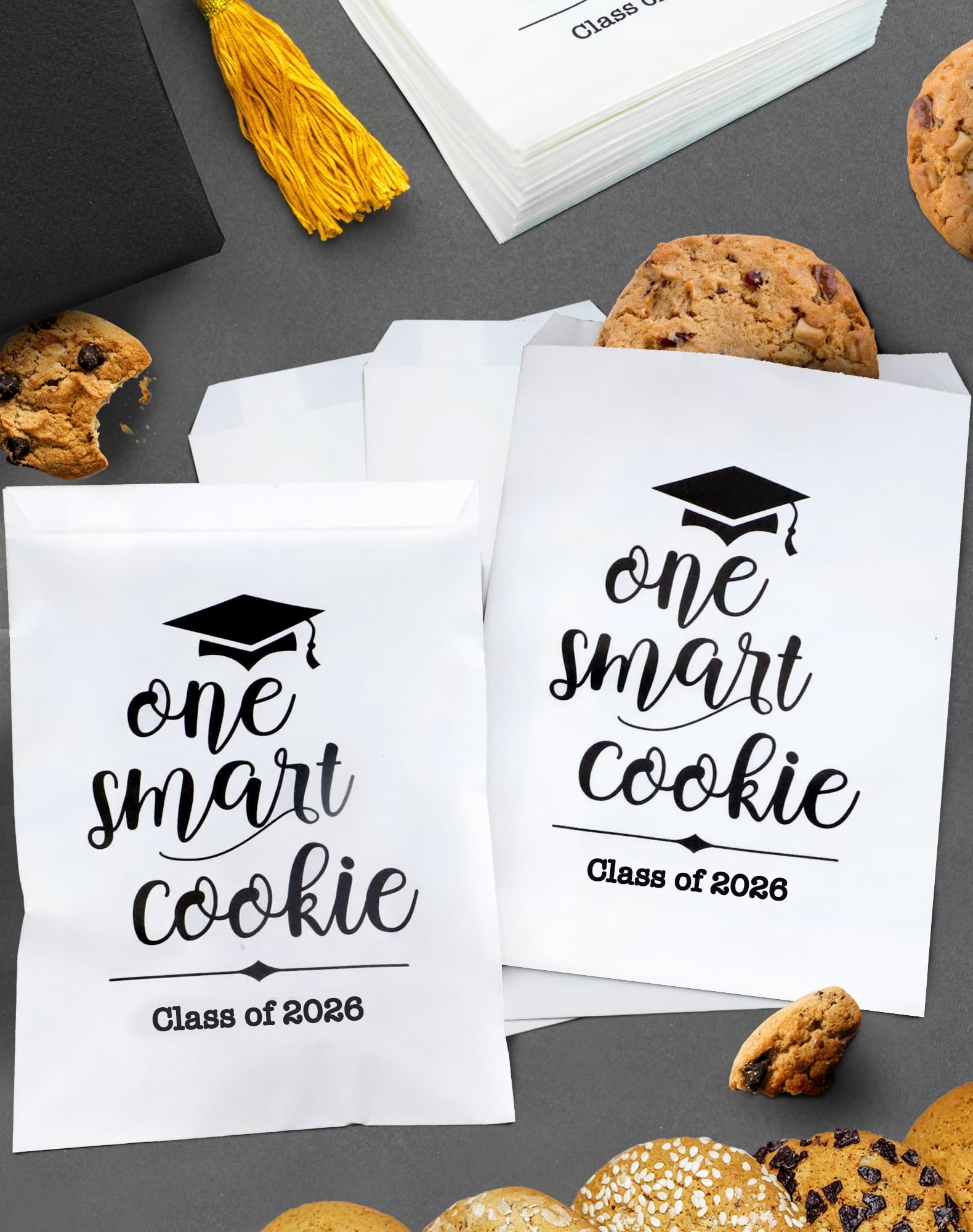 ANTING Class of 2026 One Smart Cookie Graduation Party Favors Bags,Graduation Grad Party Treat Bags for College Senior High Kindergarten School (50)