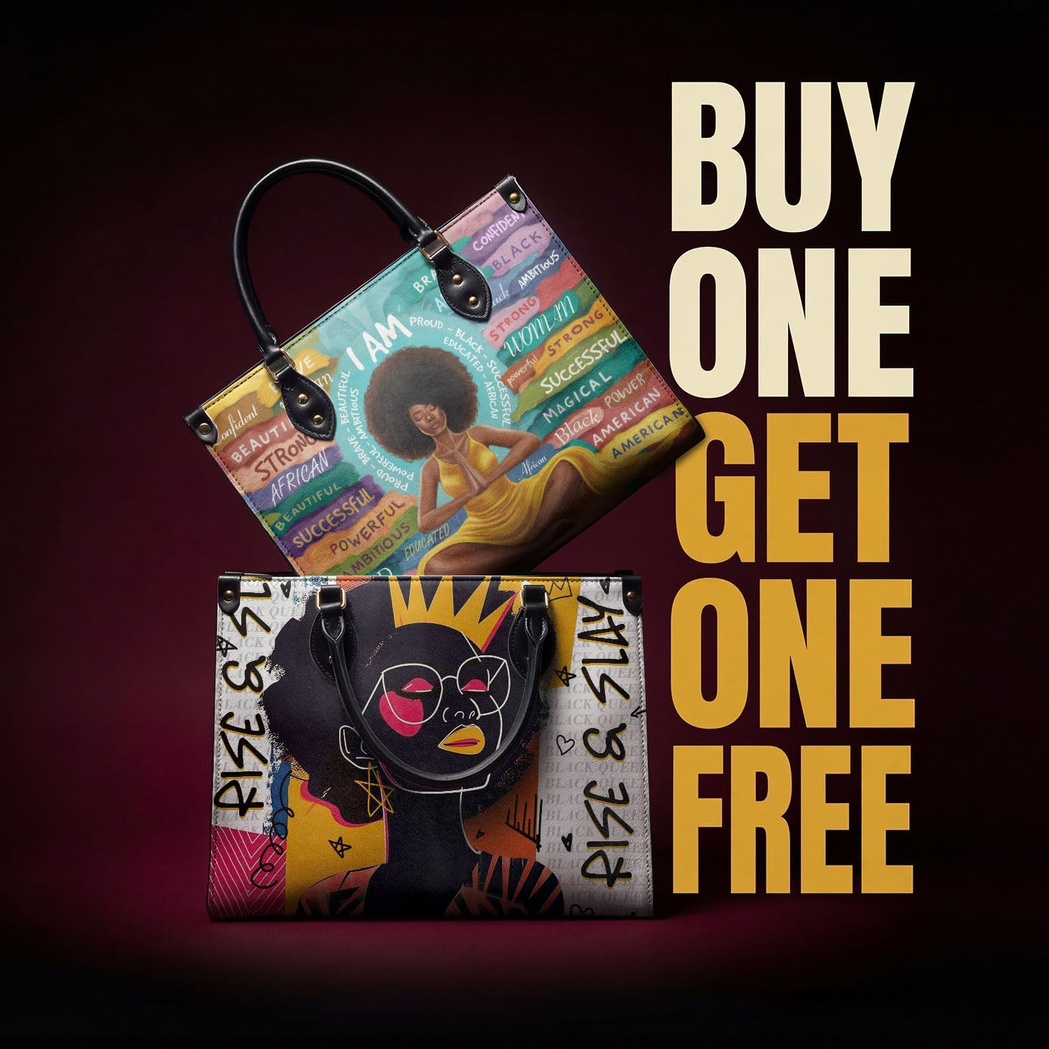 Afroyla Afrocentric Art HandBag for Black Women – Premium Vegan Leather, Work & Everyday Bag, Thoughtful Surprise for Her.