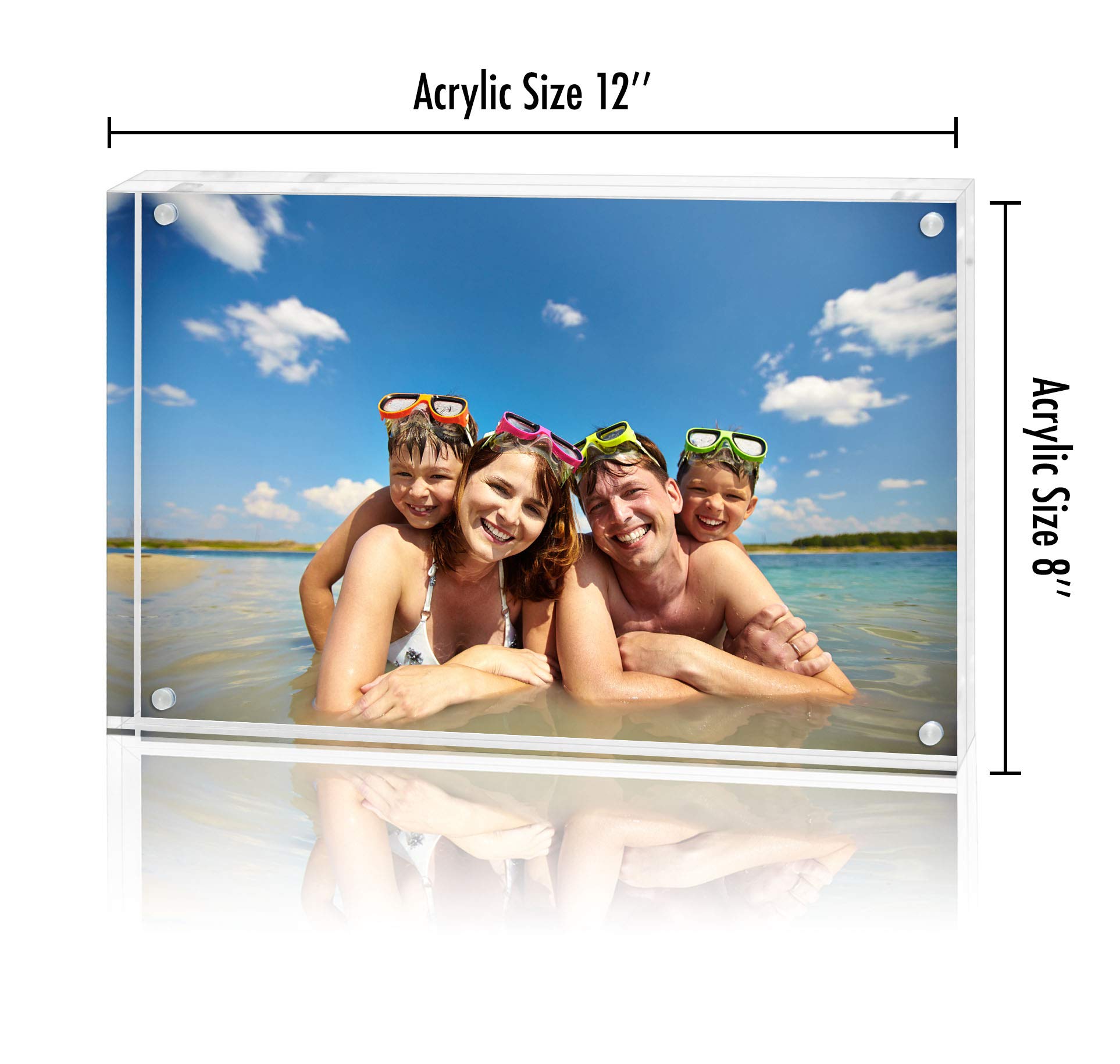 Americanflat Cornice per foto in acrilico, 20 x 30 cm, cornice a doppia faccia con angoli magnetici, cornice in acrilico trasparente per scrivania o da tavolo, cornice per foto 20 x 30 cm, con panno