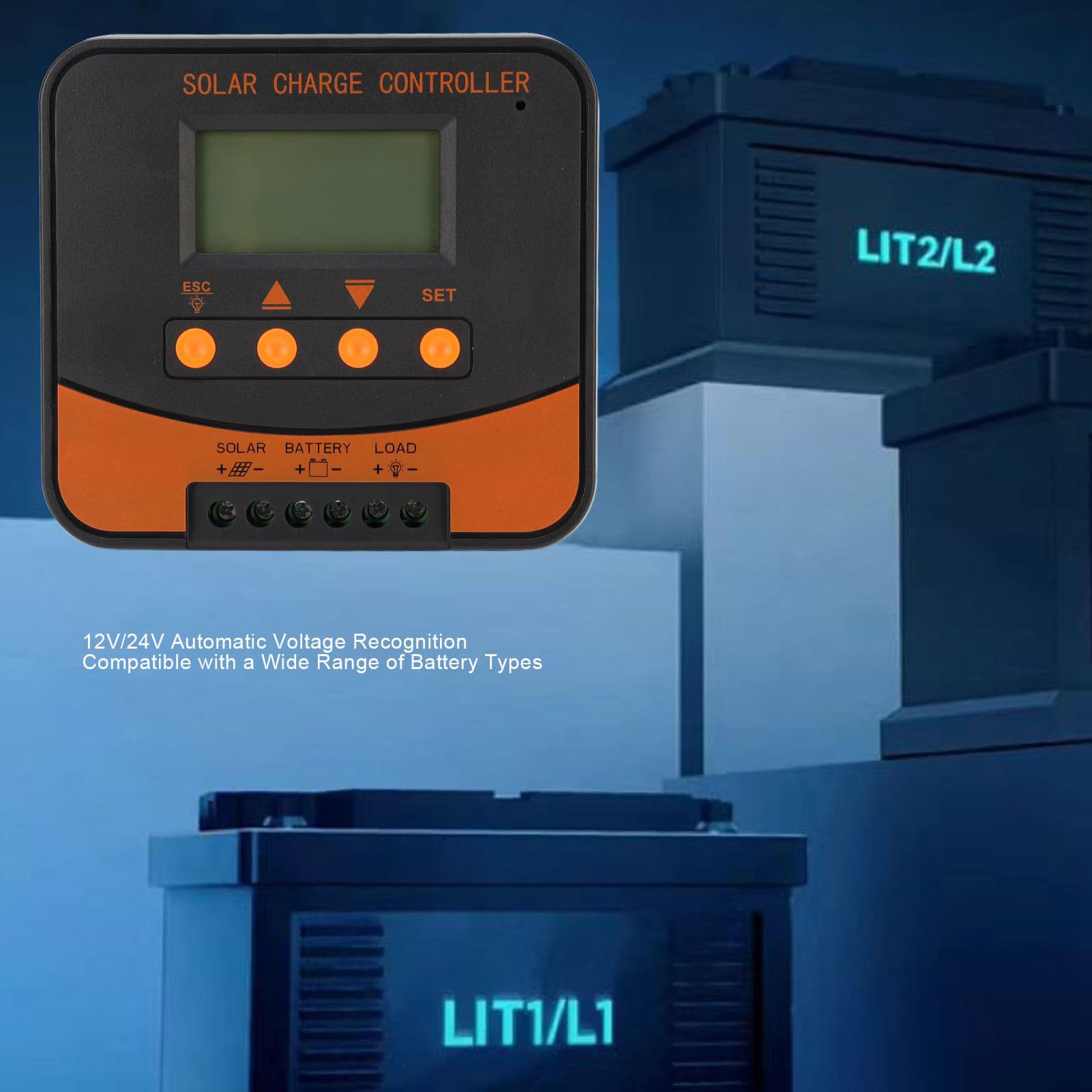 Headerbs Contrôleur de Charge Solaire MPPT 10A 12V 24V, Régulateur de