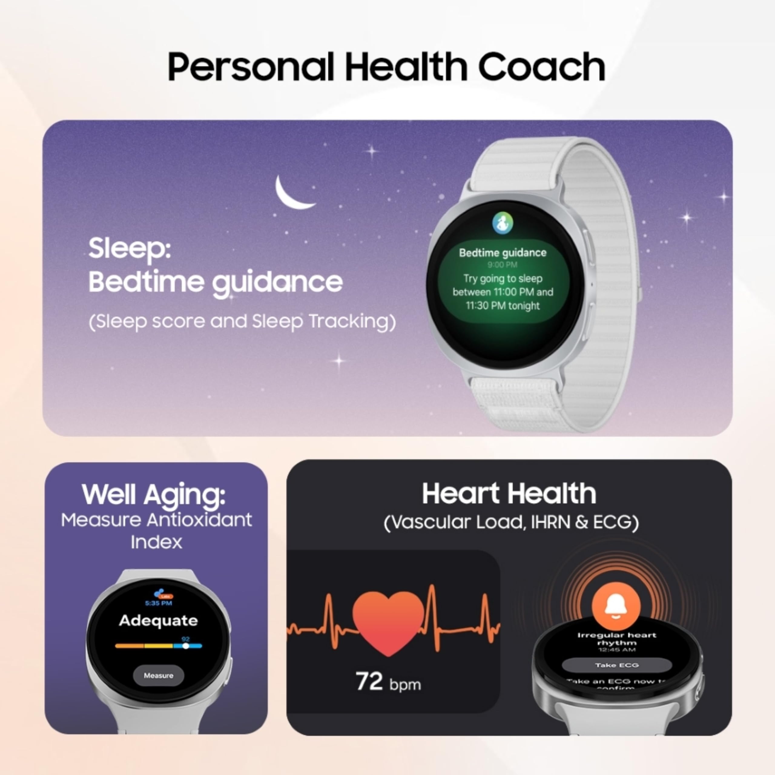 Samsung Galaxy Watch8 (40mm, Bluetooth, Silver) with 3nm Processor | Dual GPS | Sapphire Glass & Armor Aluminum | 5ATM & IP68 | BP, ECG, IHRN & Vascular Load Monitoring | Anti-oxidant Index — Amazon image 5