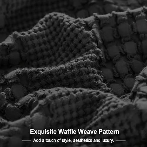 Miniatura 6 de PHF - Paquete de 2 fundas de almohada de 100% algodón, punto gofre, sin relleno, elegantes fundas decorativas para cama, sillón y sofá, 26 x 26